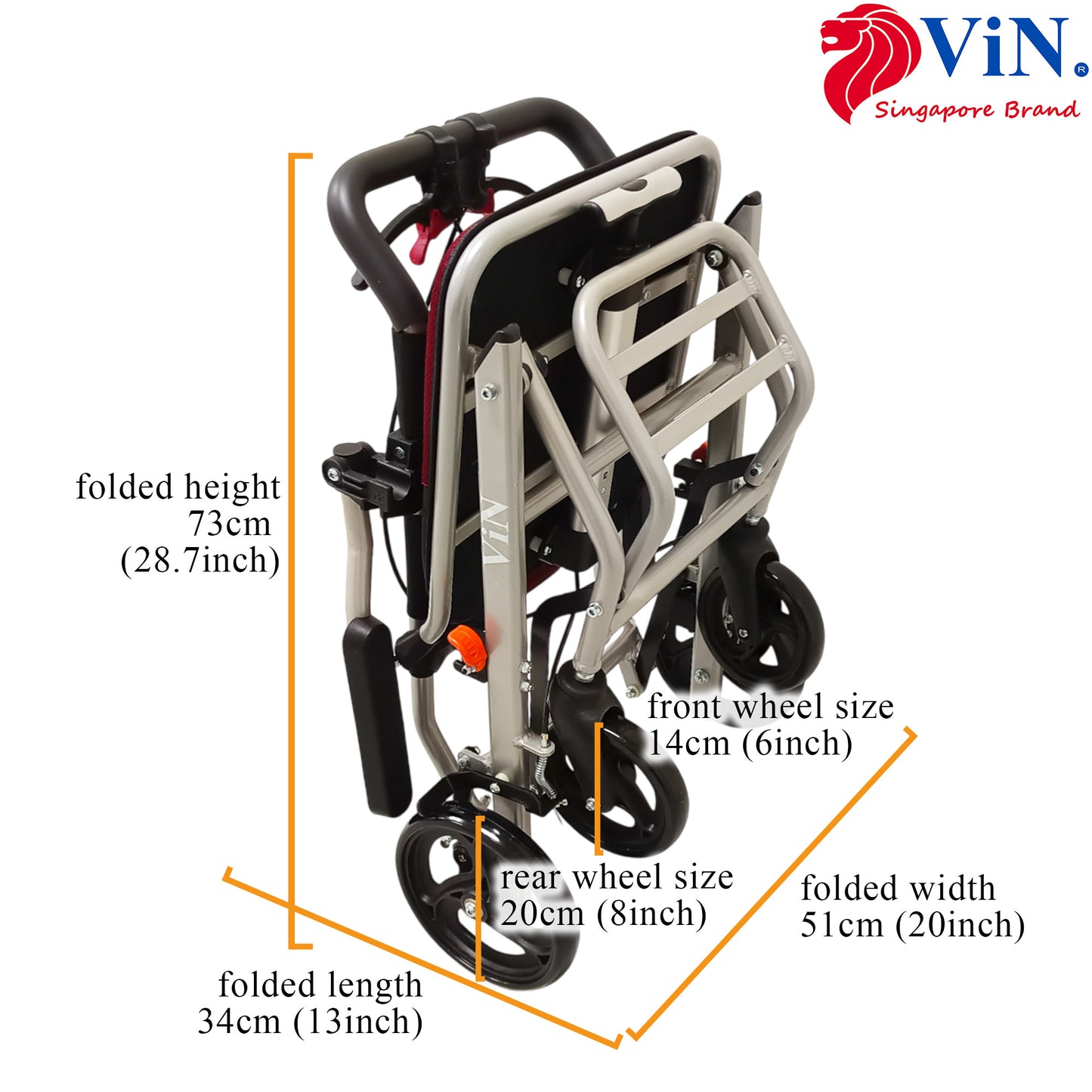 ViN-31A Ultra-Lightweight Travel wheelchair 8kg with Luggage Handle [Airline Approved]