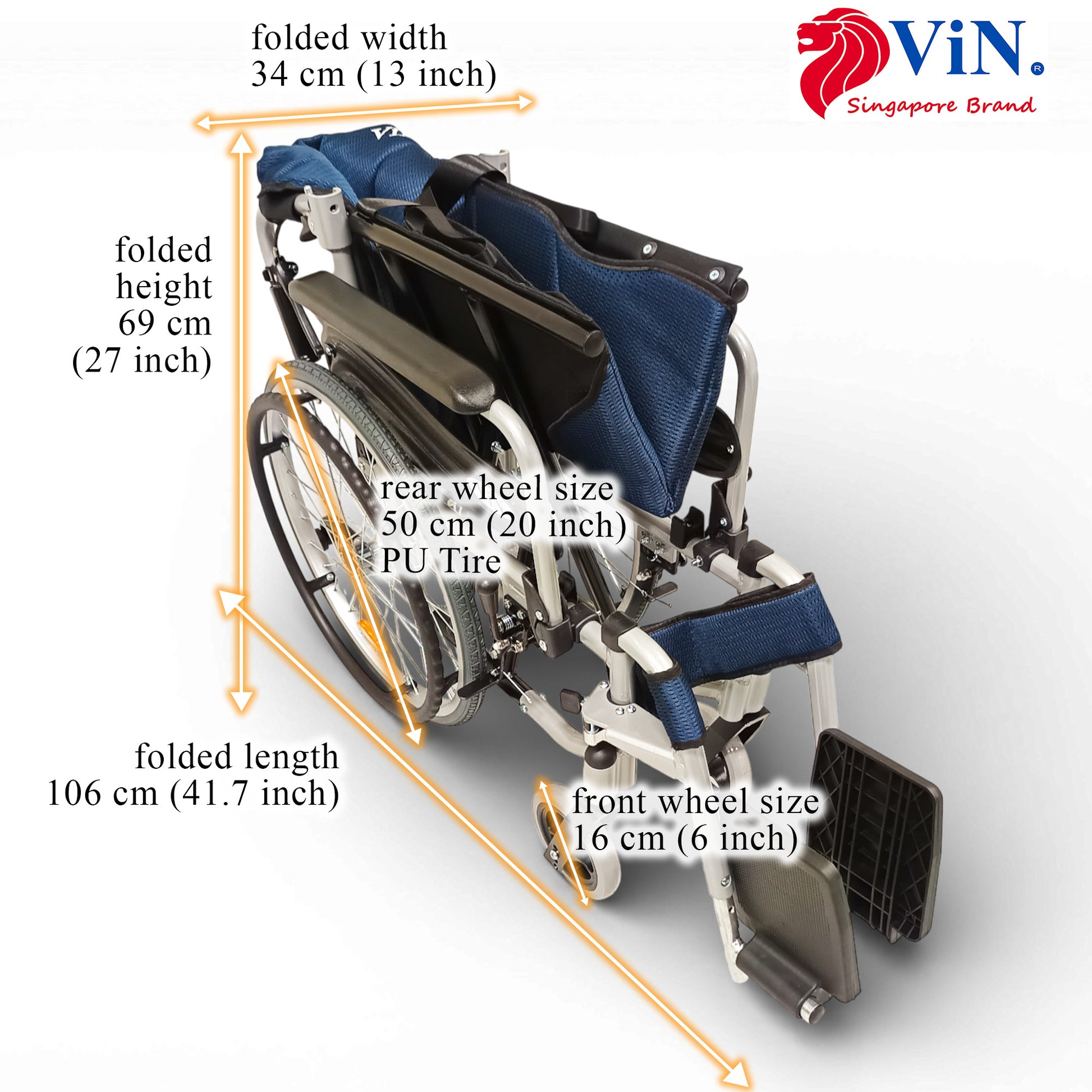 ViN-46A5M-20 self propelled wheelchair with 20 inch extra wide seat