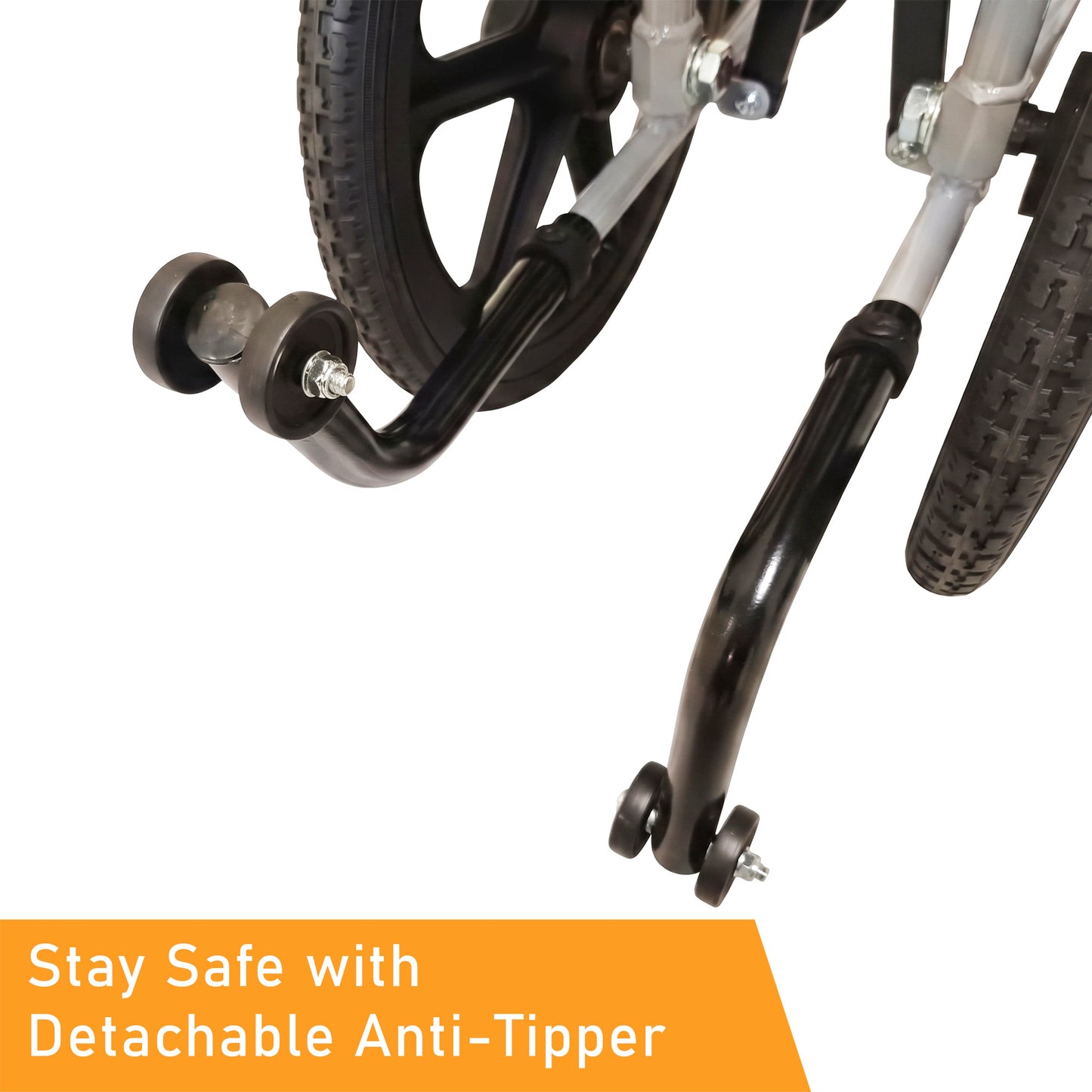 Pushchair with Anti Tipper, fixed armrest and legrest. Durable, lightweight, and comfortable for everyday use.