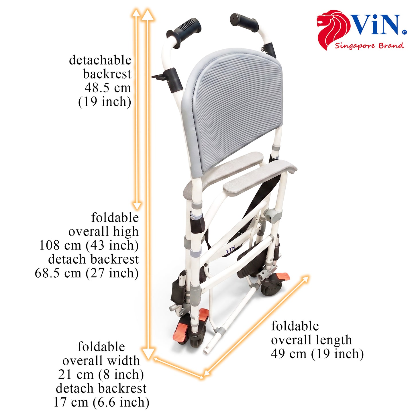 ViN-K06 Shower Commode Aluminum Toilet chair for Indoor [Foldable]