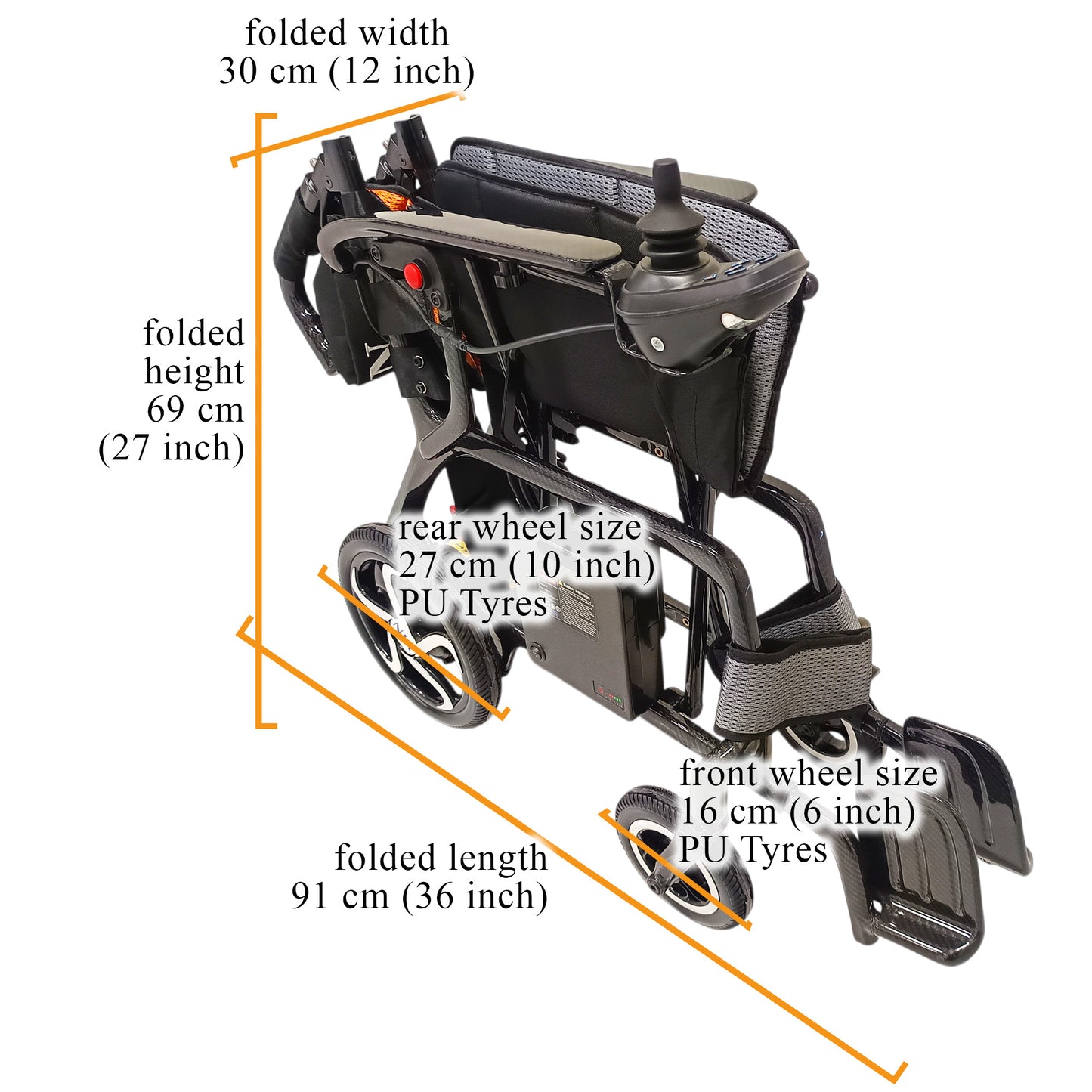 ViN-46A7 | Motorised Electric Wheelchair +Carbon Fiber Ultra lightweight Corrosion-Resistant +Armrest Flip Up +Detachable & Washable Cushion +Anti-Tipper