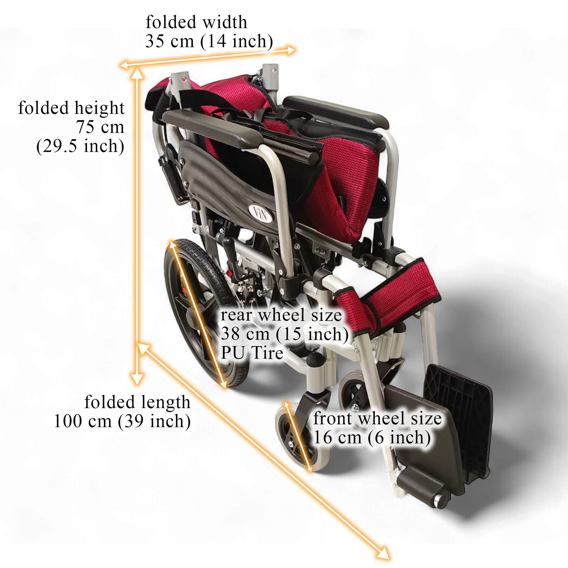 ViN 46A5S, 16 inch Pushchair, Washable Cushion, Flip-up Armrest and Detachable Legrest with adjustable Anti Tipper