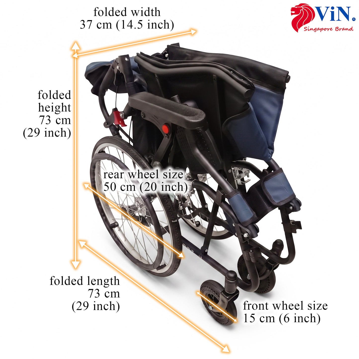 ViN-Curvi-S3 Foldable Wheelchair with Washable Cushion Self-Propelled