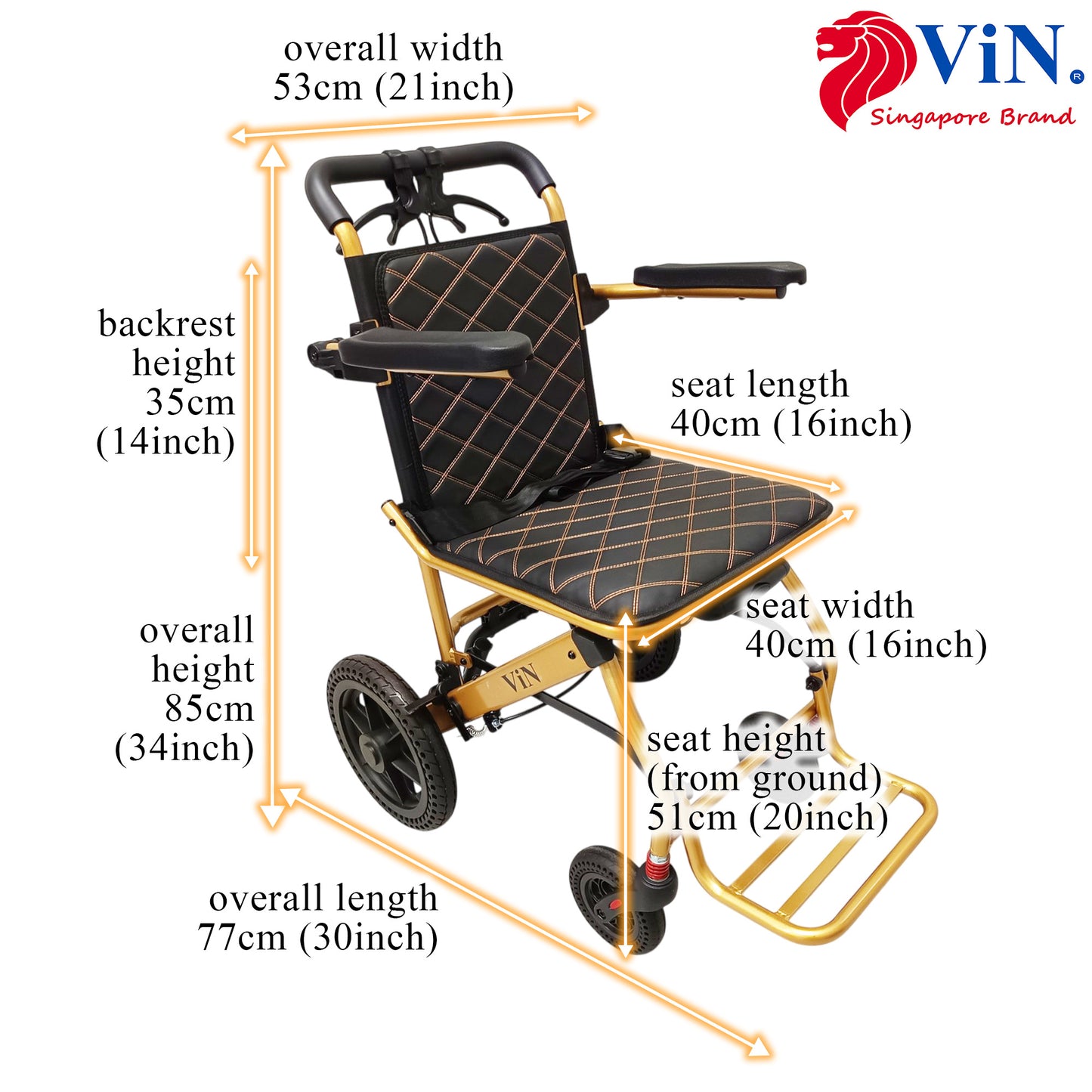 ViN-DA03 Travel wheelchair 9kg with Luggage Handle [Airline Approved]