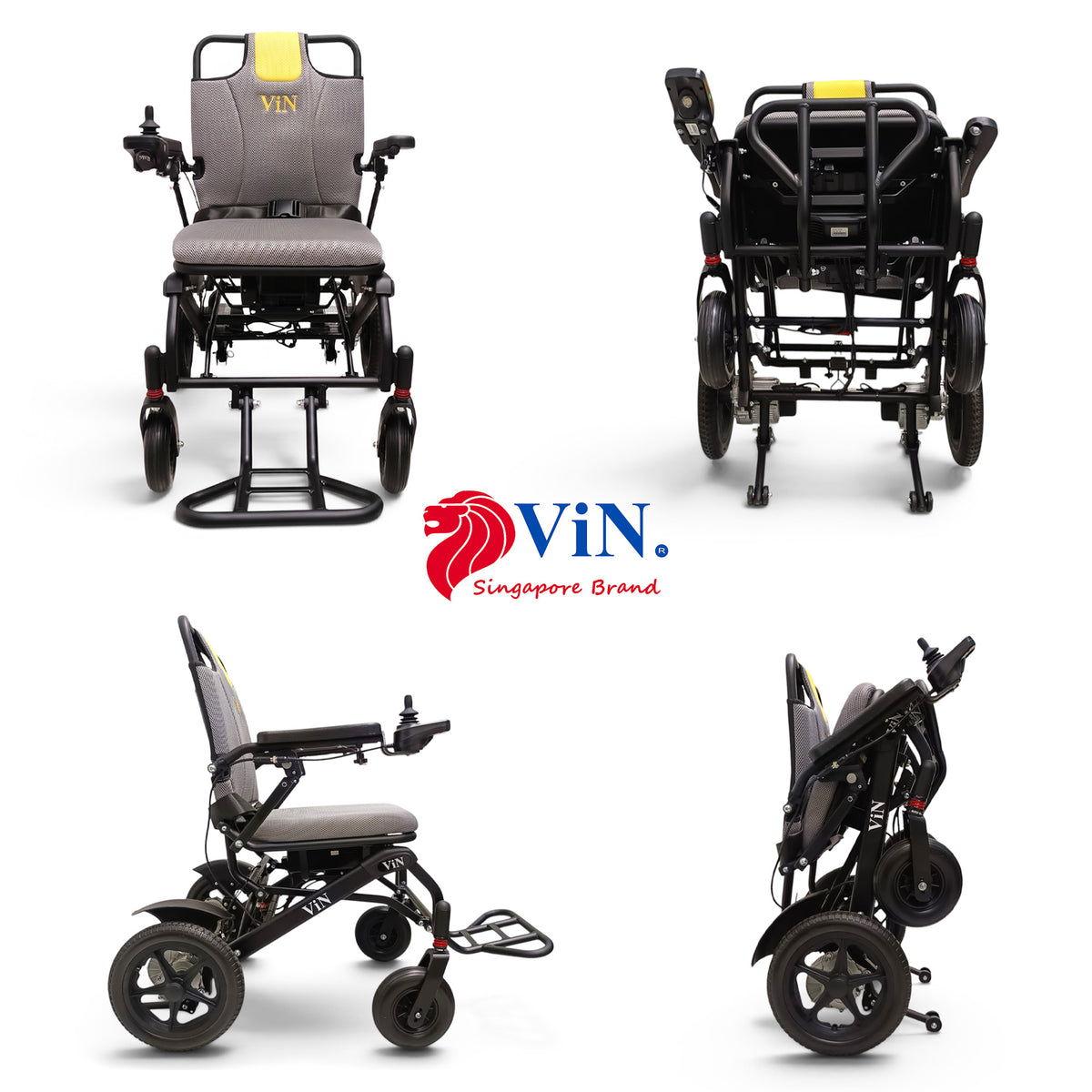 ViN-46A9 | Motorised Electric Wheelchair + LTA Approved + Long-lasting battery life + Thick Aluminum Anti Rust + Armrest Flip Up + Anti-Tipper