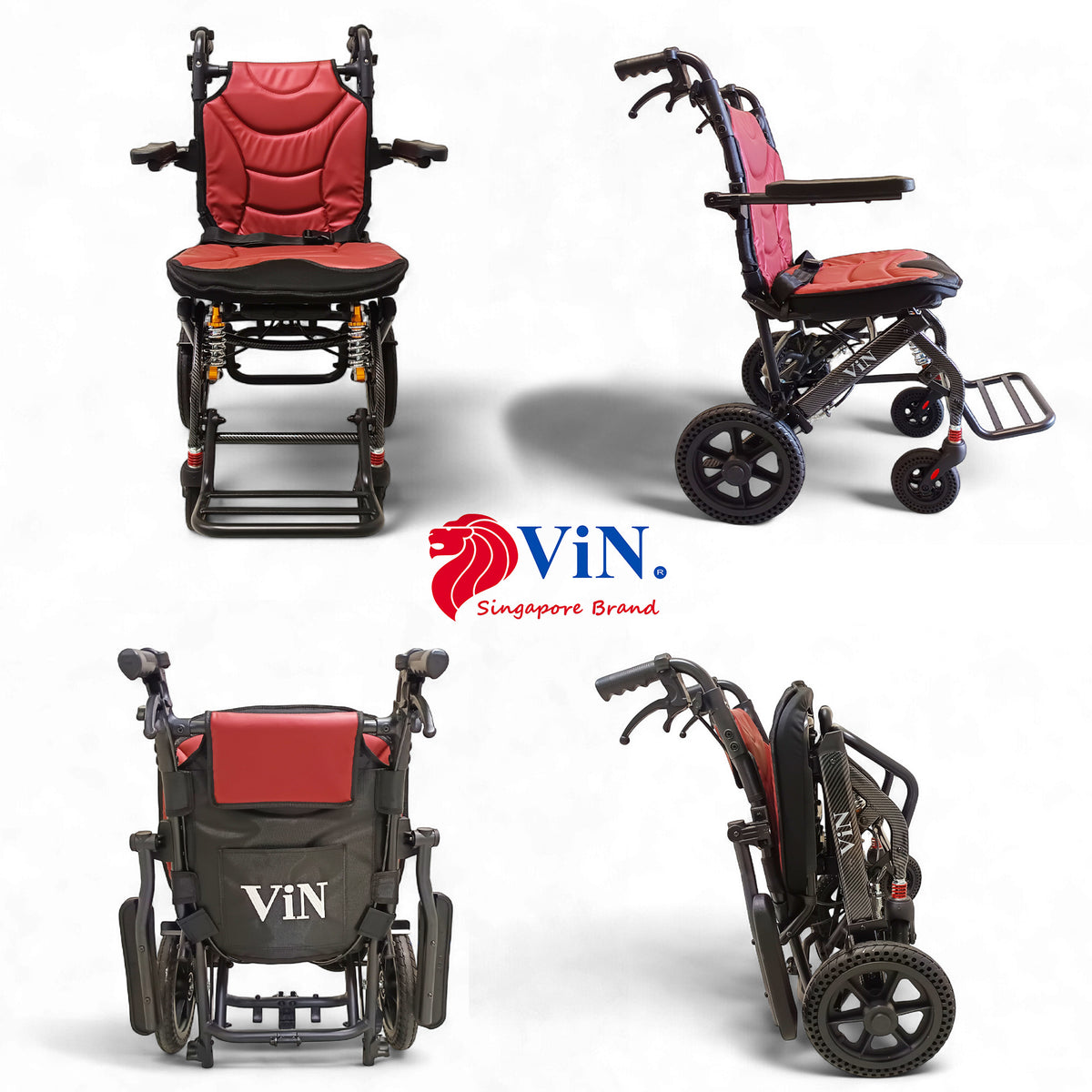 ViN-A16 Wide Seat Travel wheelchair 11.5kg with Removable Cushion & Suspension [Airline Approved]