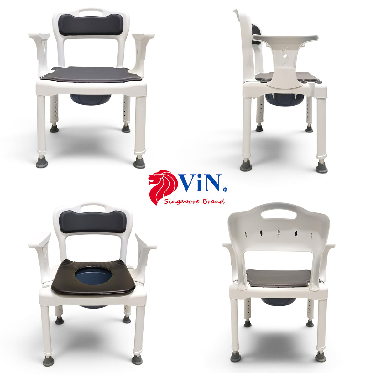 ViN-K09 Shower Commode Aluminum Toilet chair for Indoor [Detachable]