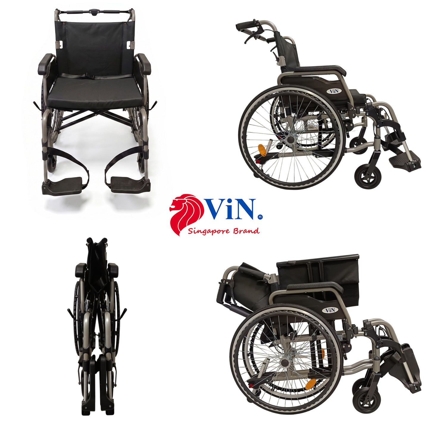 ViN-46AL Heavy Duty BIG Wheelchair 22" Wide Seat [Holds 150kg]