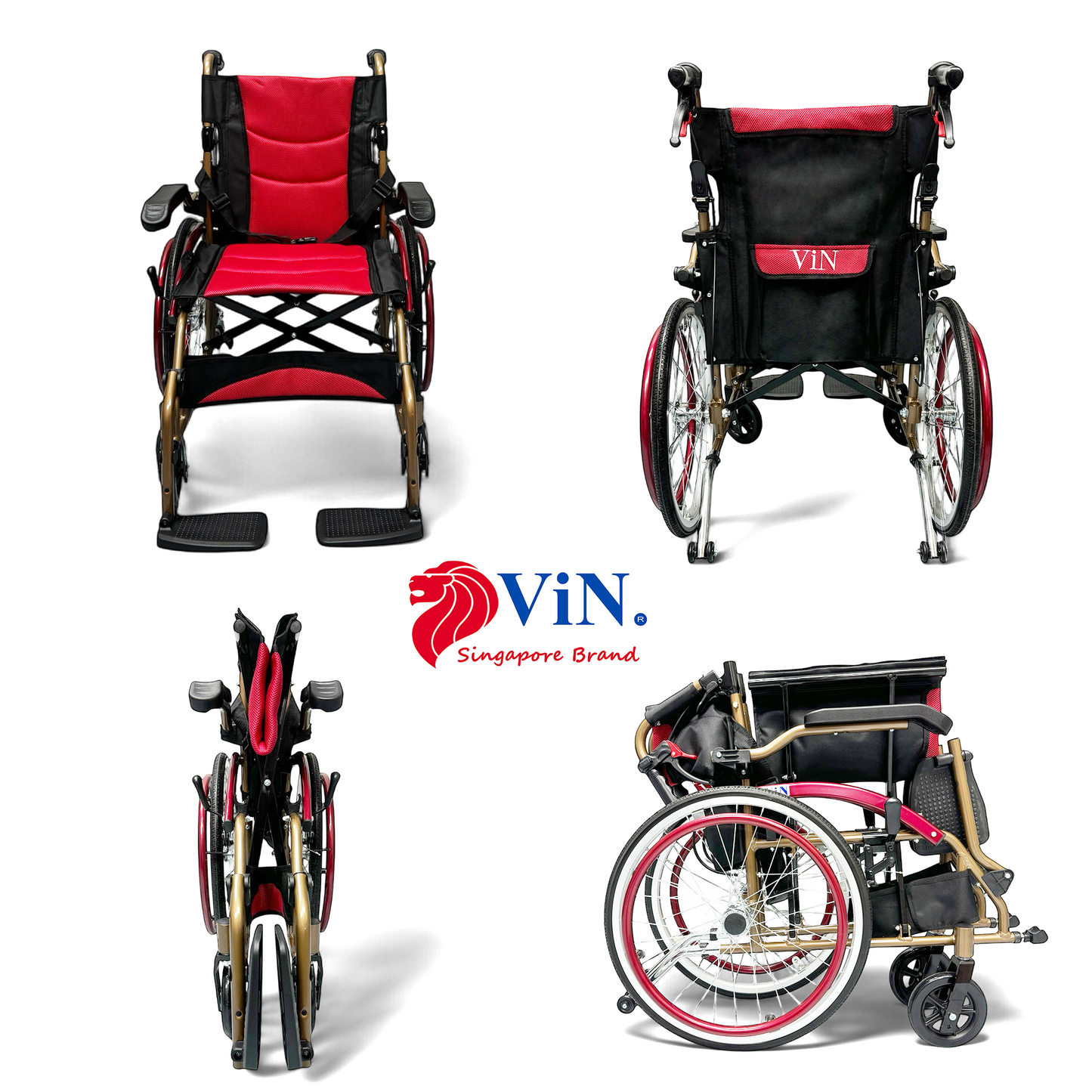 ViN DY879 | Self Propelled Wheelchair - Flip-Up Armrest - Retractable Footrest - Anti Tipper
