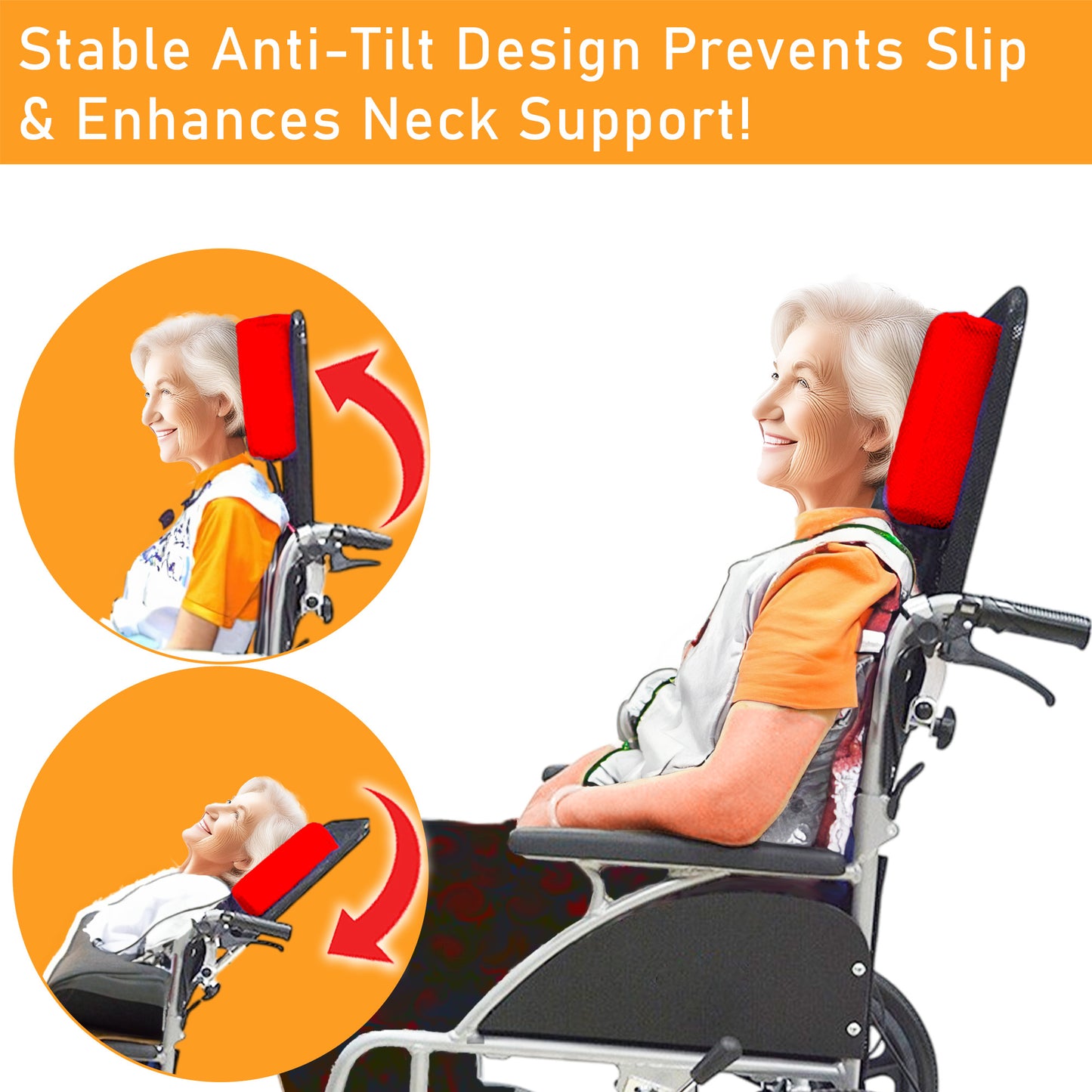 ViN HR-Red/Black - Adjustable High Headrest + Breathable + Quick and Easy Installation