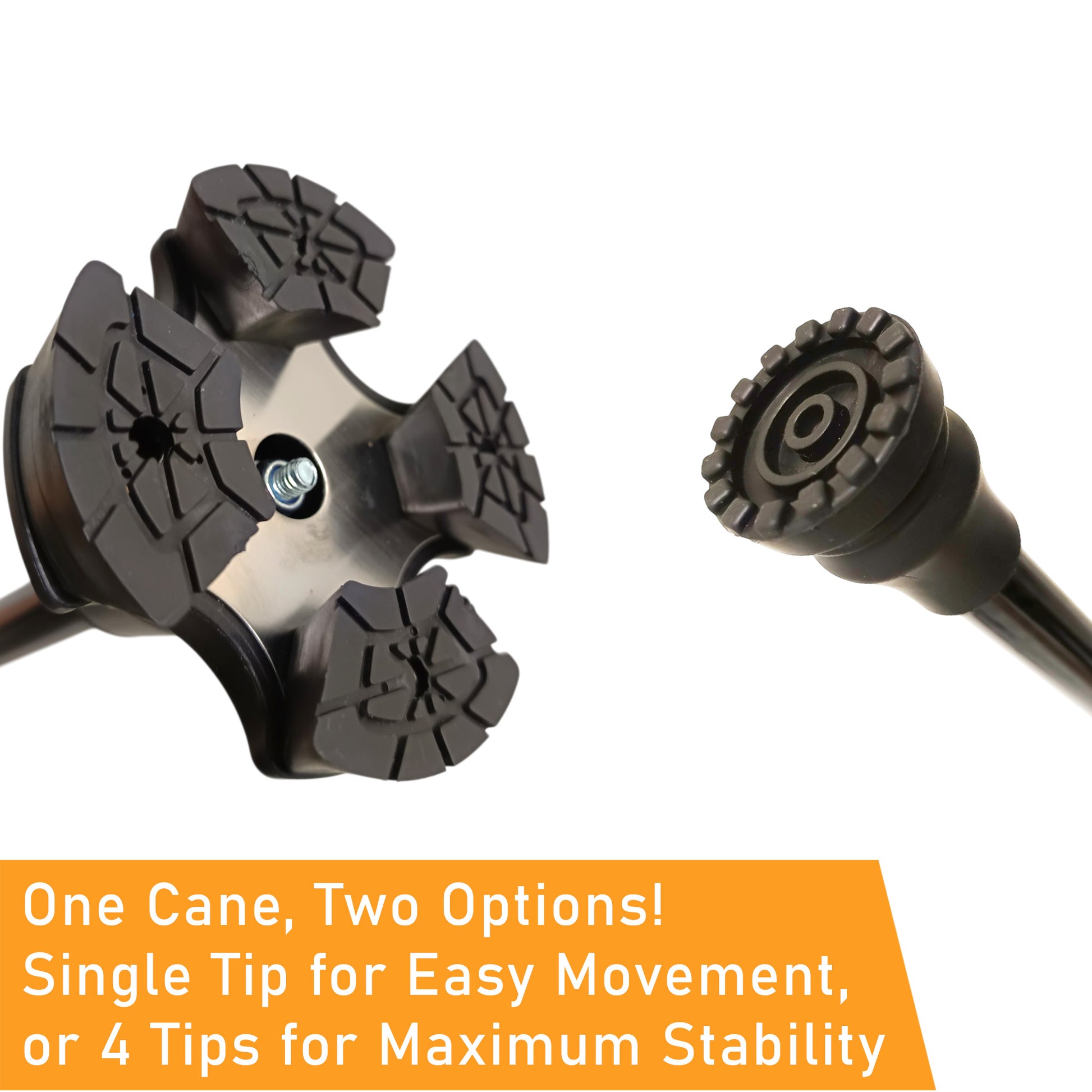Ultra lightweight Carbon Fiber Cane – Adjustable Height, 2 in 1 Interchangeable Base, Lights, Anti-Slip & Strap