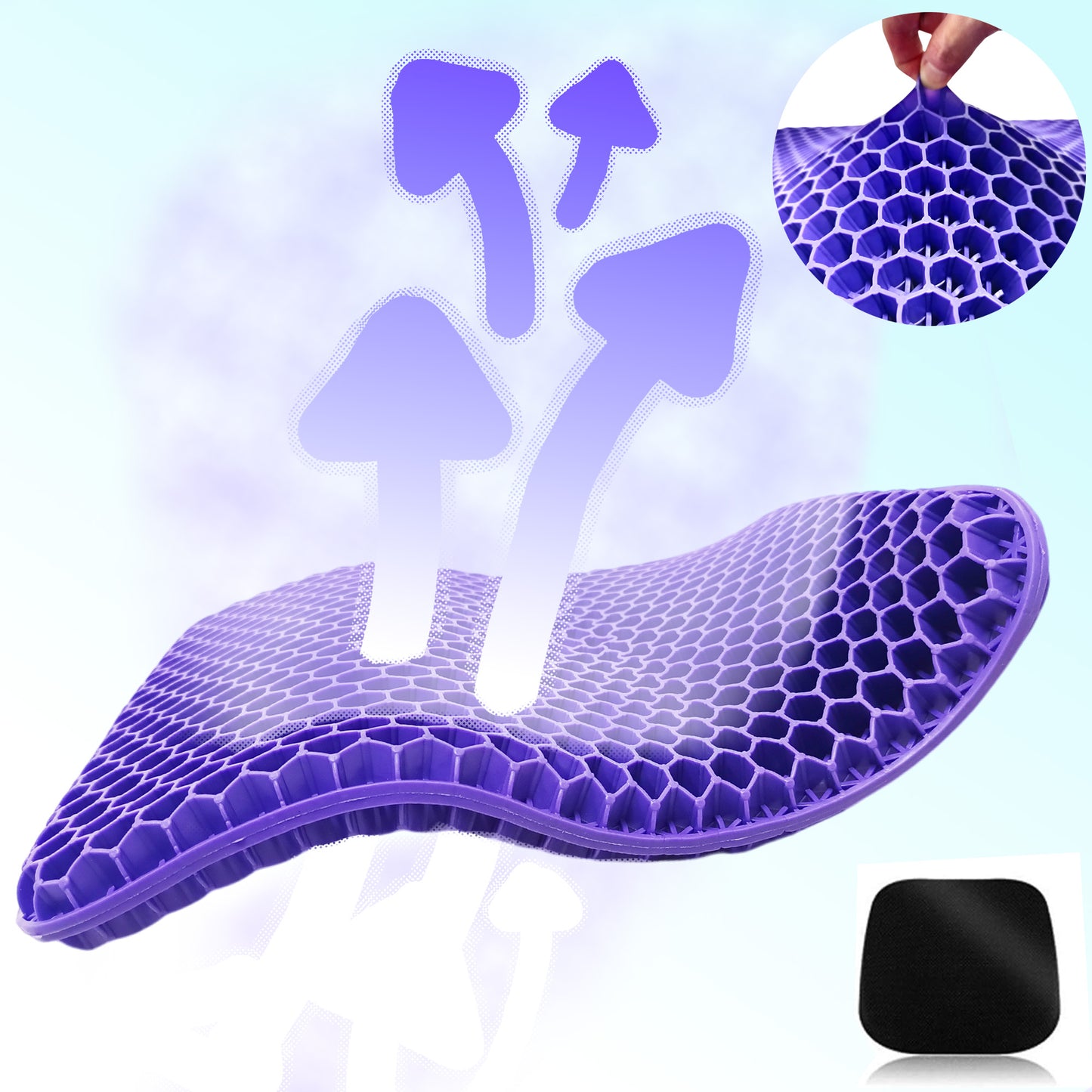 ViN C01 - Extra Thicken Gel Seat Cushion Stop Back & Sciatica Pain While Sitting!, for Car, Office & Wheelchair.