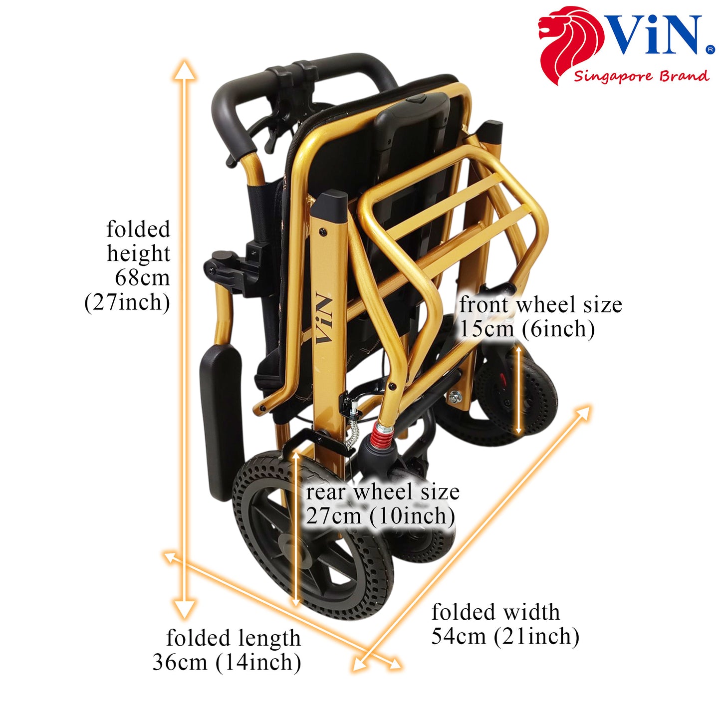 ViN-DA03 Travel wheelchair 9kg with Luggage Handle [Airline Approved]