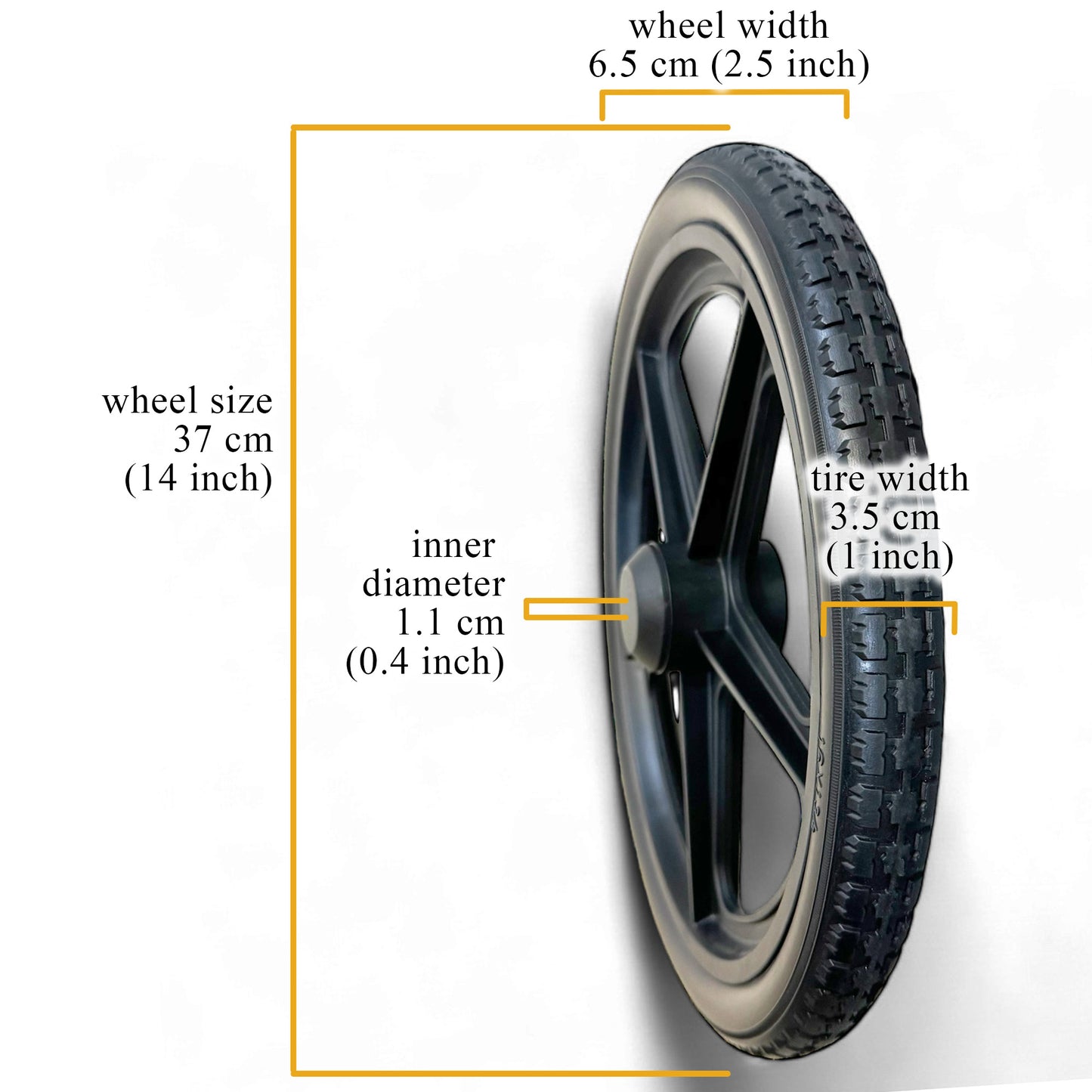 Spare Parts - 1 x Back Wheels - Model ViN-46A5S Wheelchair