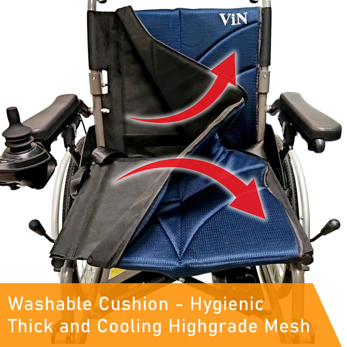 ViN-46A14-BW | Motorised Electric with Self Propelled Wheelchair +LTA Approved +Aluminum lightweight Anti Rust +Armrest Flip Up +Anti-Tipper