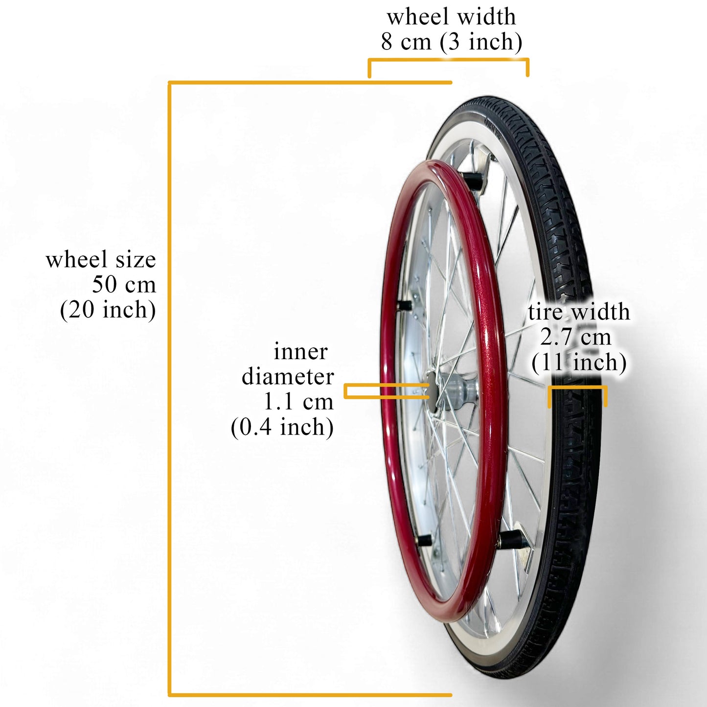 Spare Parts - 1 x Back Wheels - Model ViN-DY879 Wheelchair