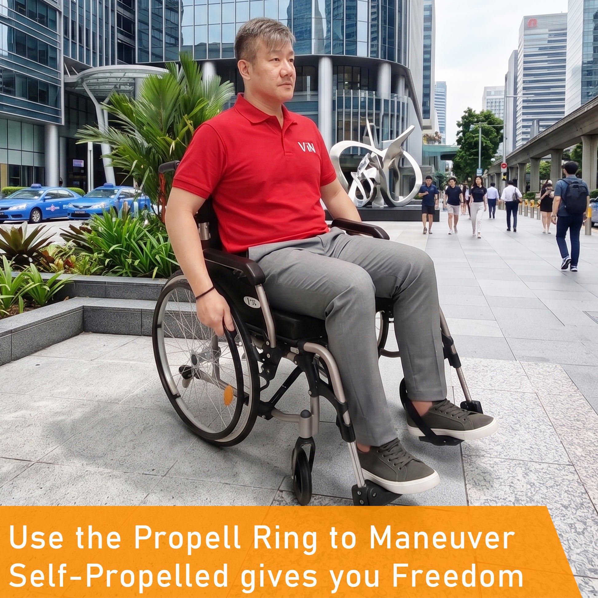Heavy Duty BIG Wheelchair 22" Wide Seat Holds 150kg, come with armrest flip up & detachable, adjustable height footrest flip side & detachable, adjustable anti tipper, good quality wheelchair