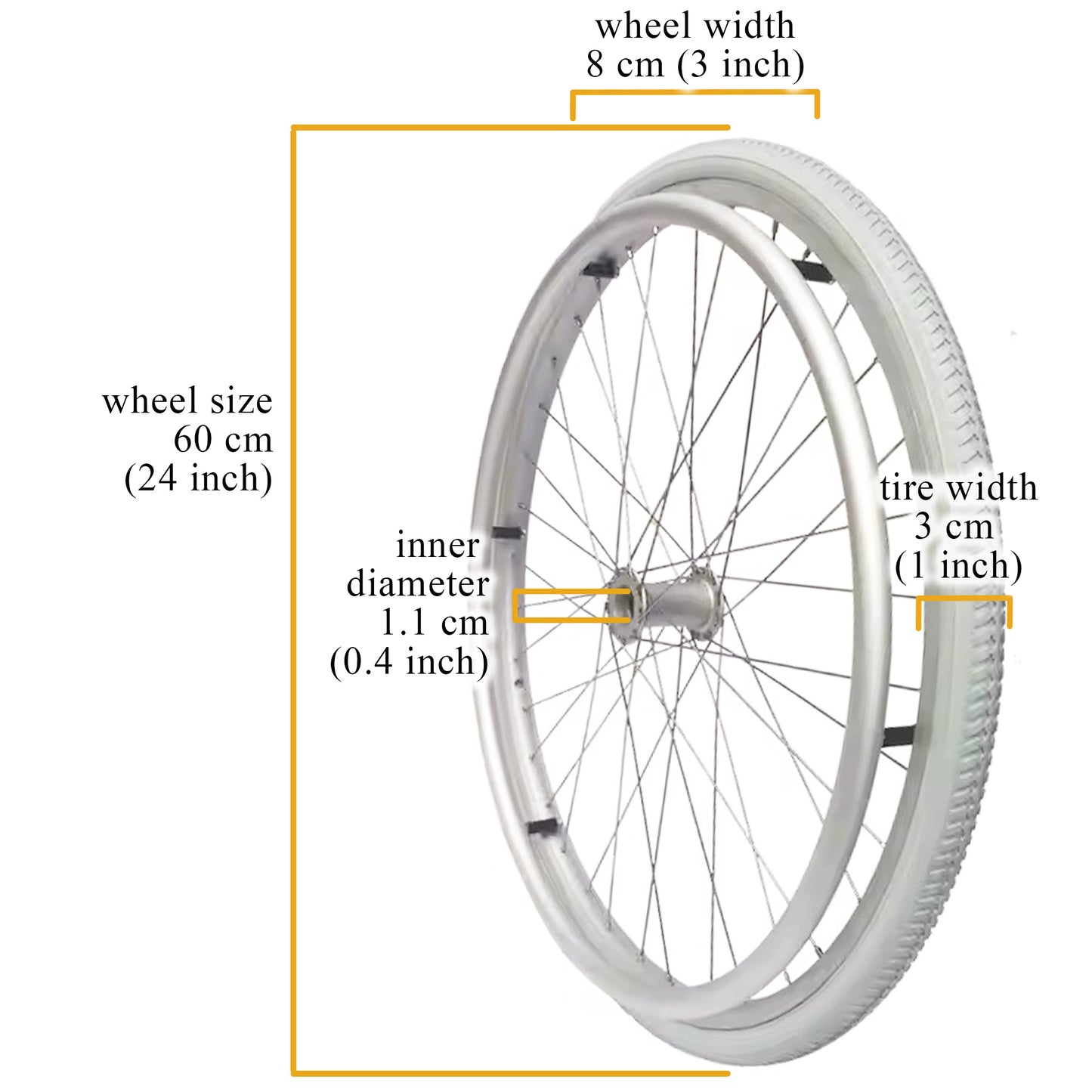 Spare Parts - 1 x Back Wheels - Model ViN-35AL Wheelchair