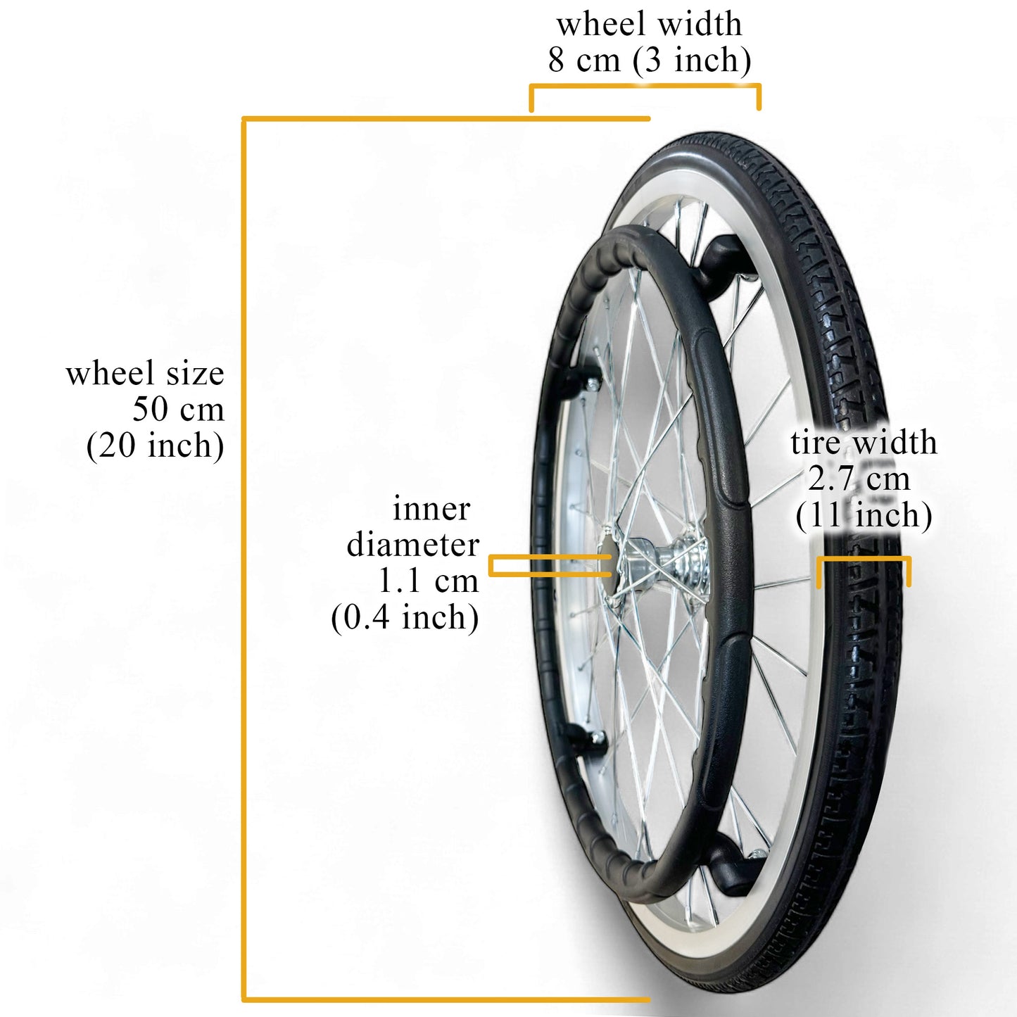 Spare Parts - 1 x Back Wheels - Model ViN-DY878 Wheelchair