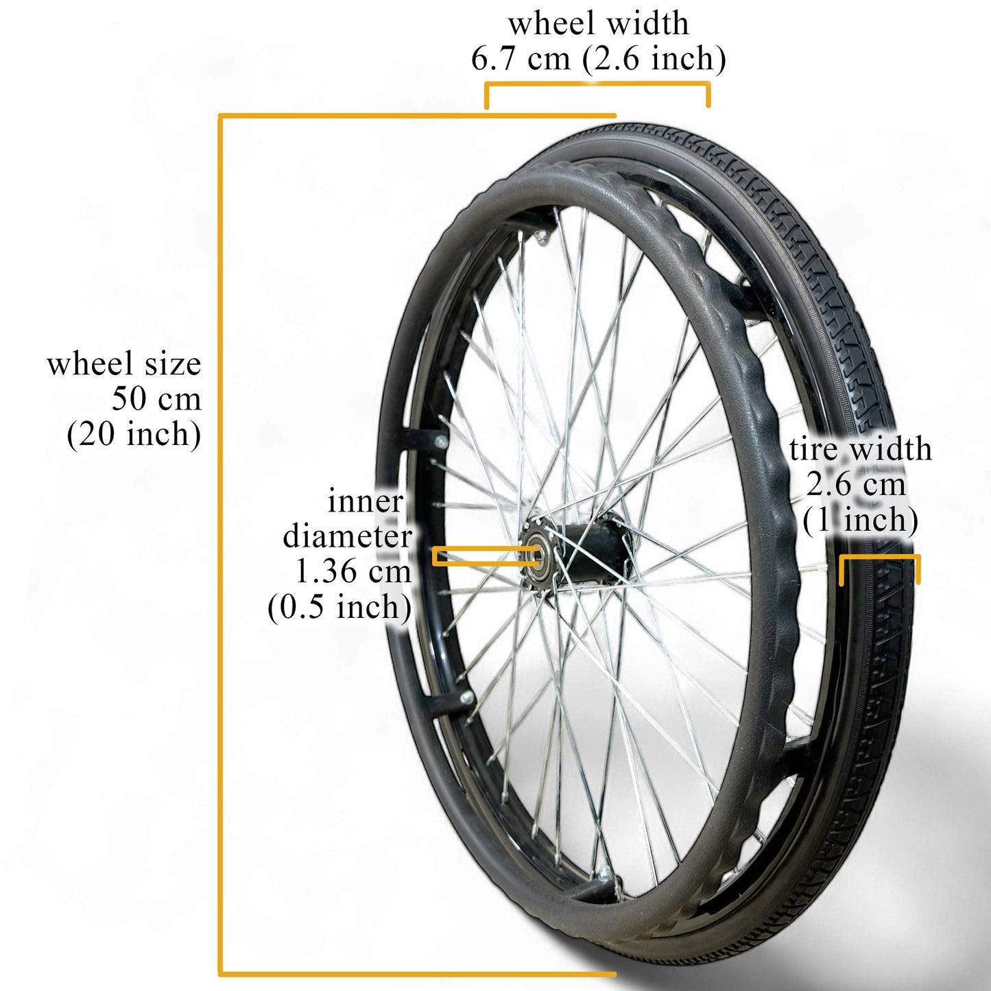 Spare Parts - 1 x Back Wheels - Model ViN-11A Wheelchair
