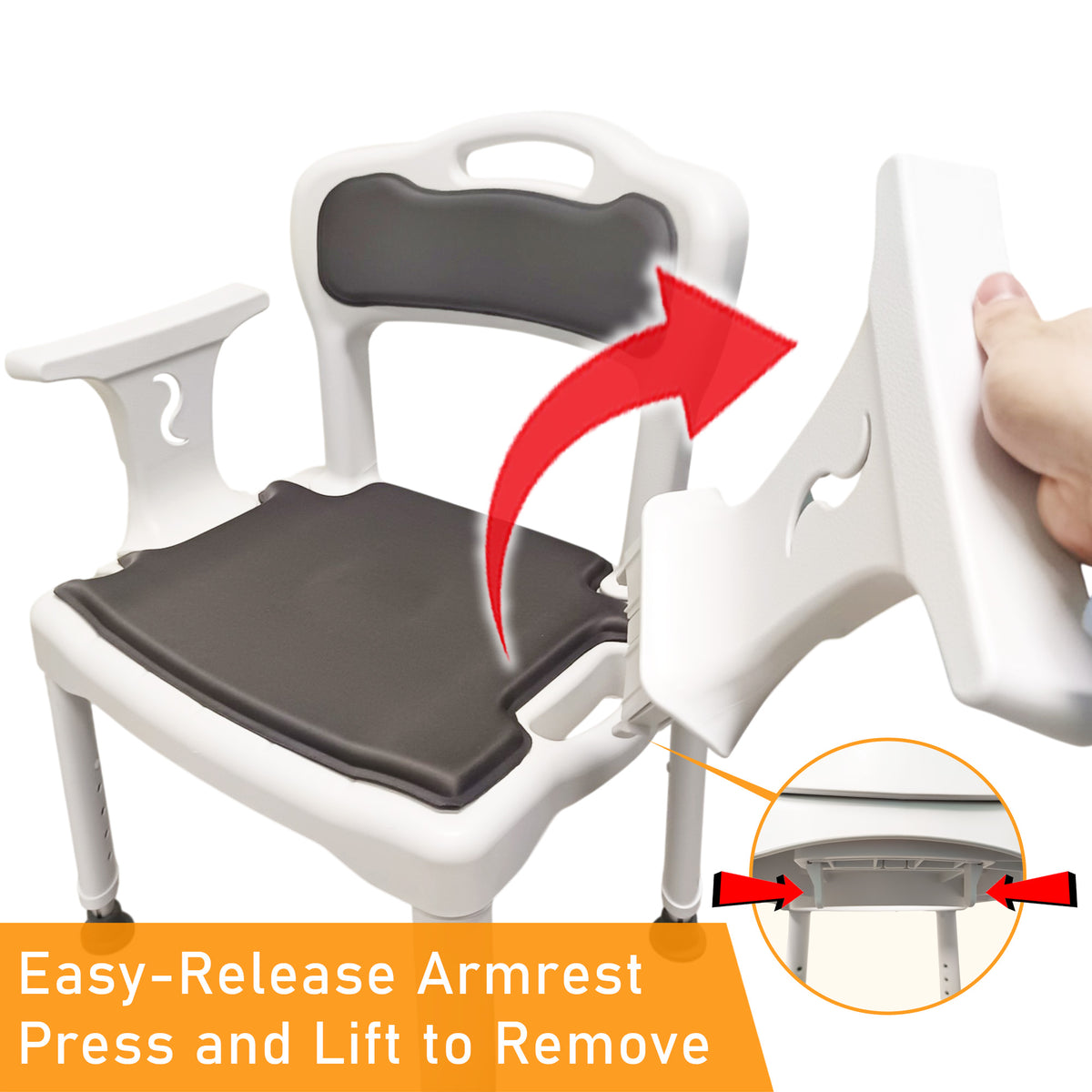 ViN-K09 Shower Commode Aluminum Toilet chair for Indoor [Detachable]