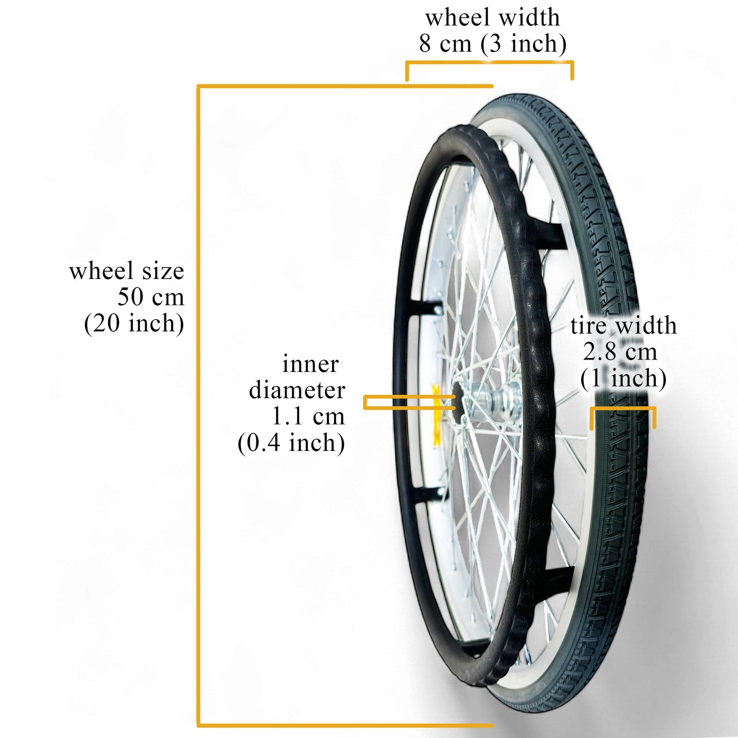 Spare Parts - 1 x Back Wheels - Model ViN-46A5M Wheelchair