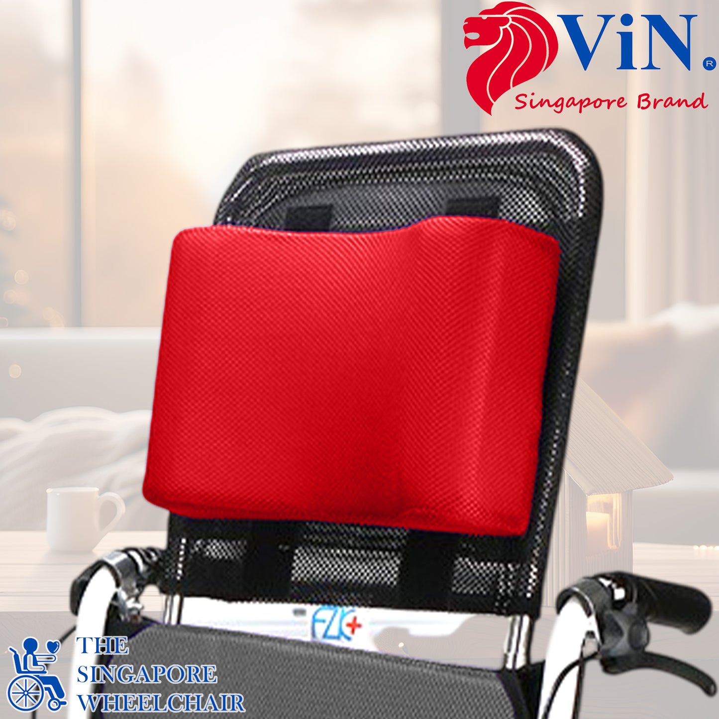 ViN HR-Red/Black - Adjustable High Headrest + Breathable + Quick and Easy Installation