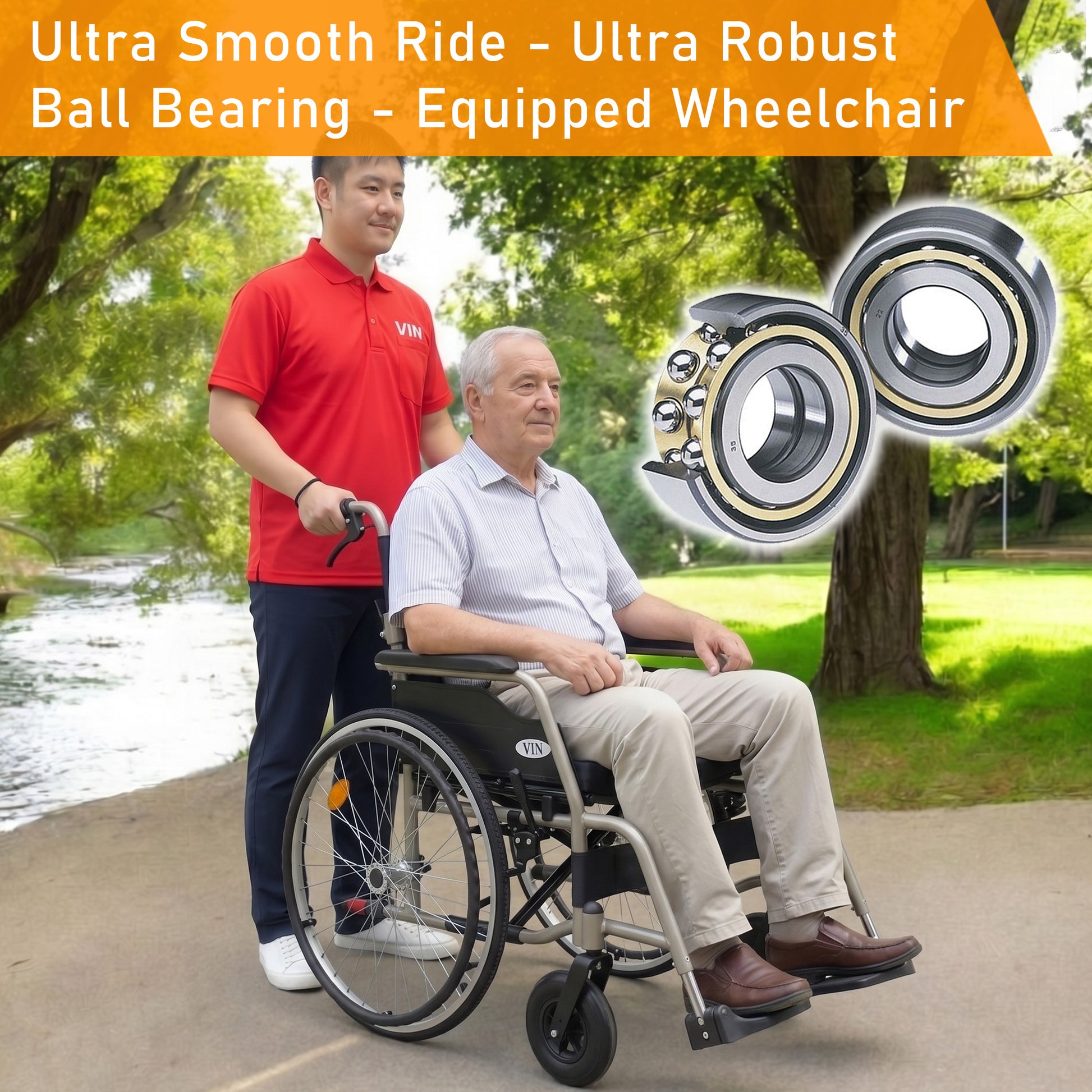 Heavy duty big large foldable lightweight wheelchair 22 inches seat width