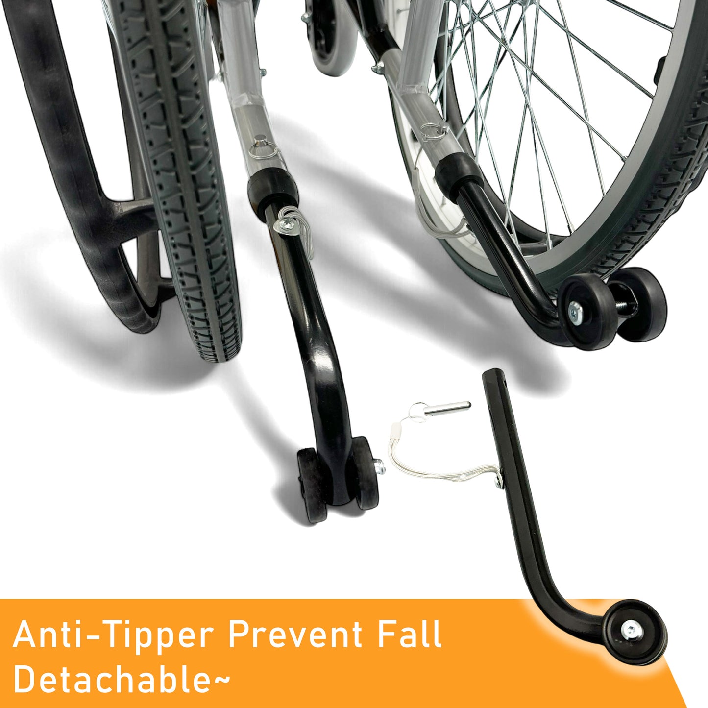 ViN-46A5M-20 Extra Wide Detachable Wheelchair 20" Seat [Hold 120kg] Self Propelled