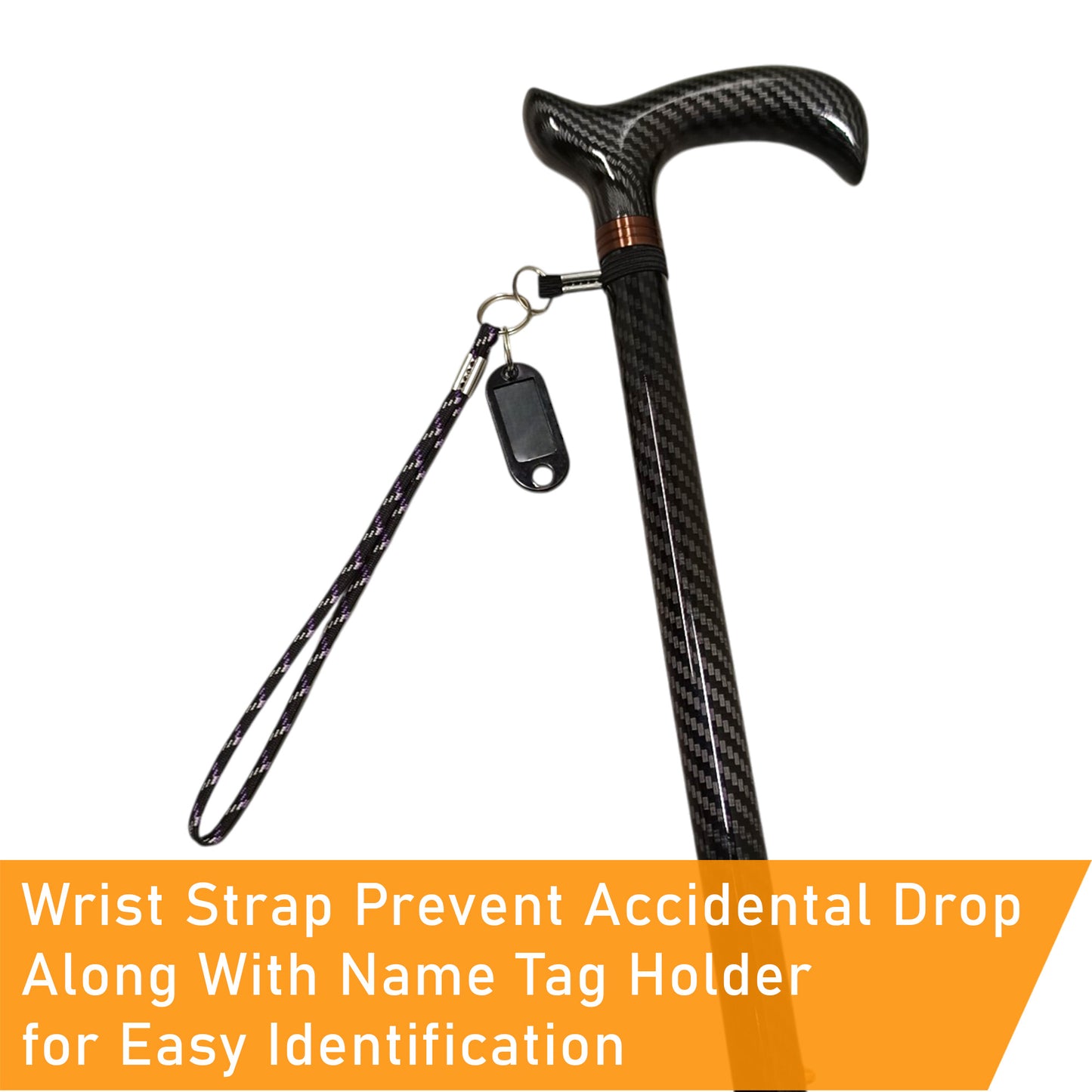 Ultra lightweight Carbon Fiber Cane – Adjustable Height, 2 in 1 Interchangeable Base, Lights, Anti-Slip & Strap
