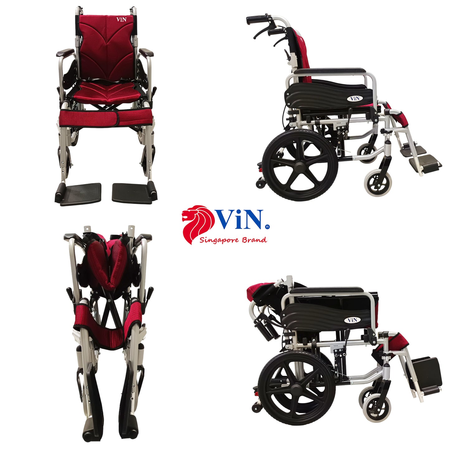ViN-46A5S-16 Narrow Lightweight Detachable Wheelchair [16 Inch Seat] Pushchair