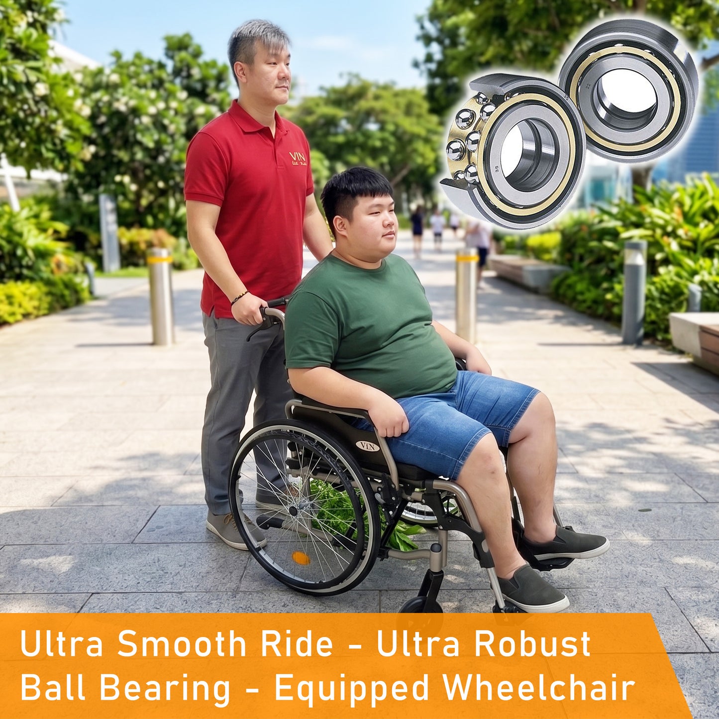 Heavy Duty BIG Wheelchair 22" Wide Seat Holds 150kg, come with armrest flip up & detachable, adjustable height footrest flip side & detachable, adjustable anti tipper, good quality wheelchair