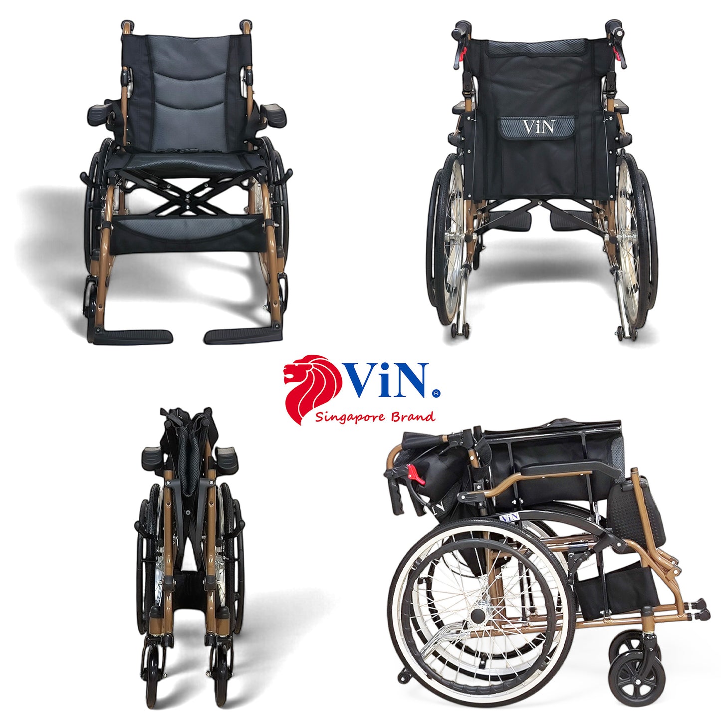 ViN DY878 | Self Propelled Wheelchair - Flip-Up Armrest - Retractable Footrest - Anti Tipper