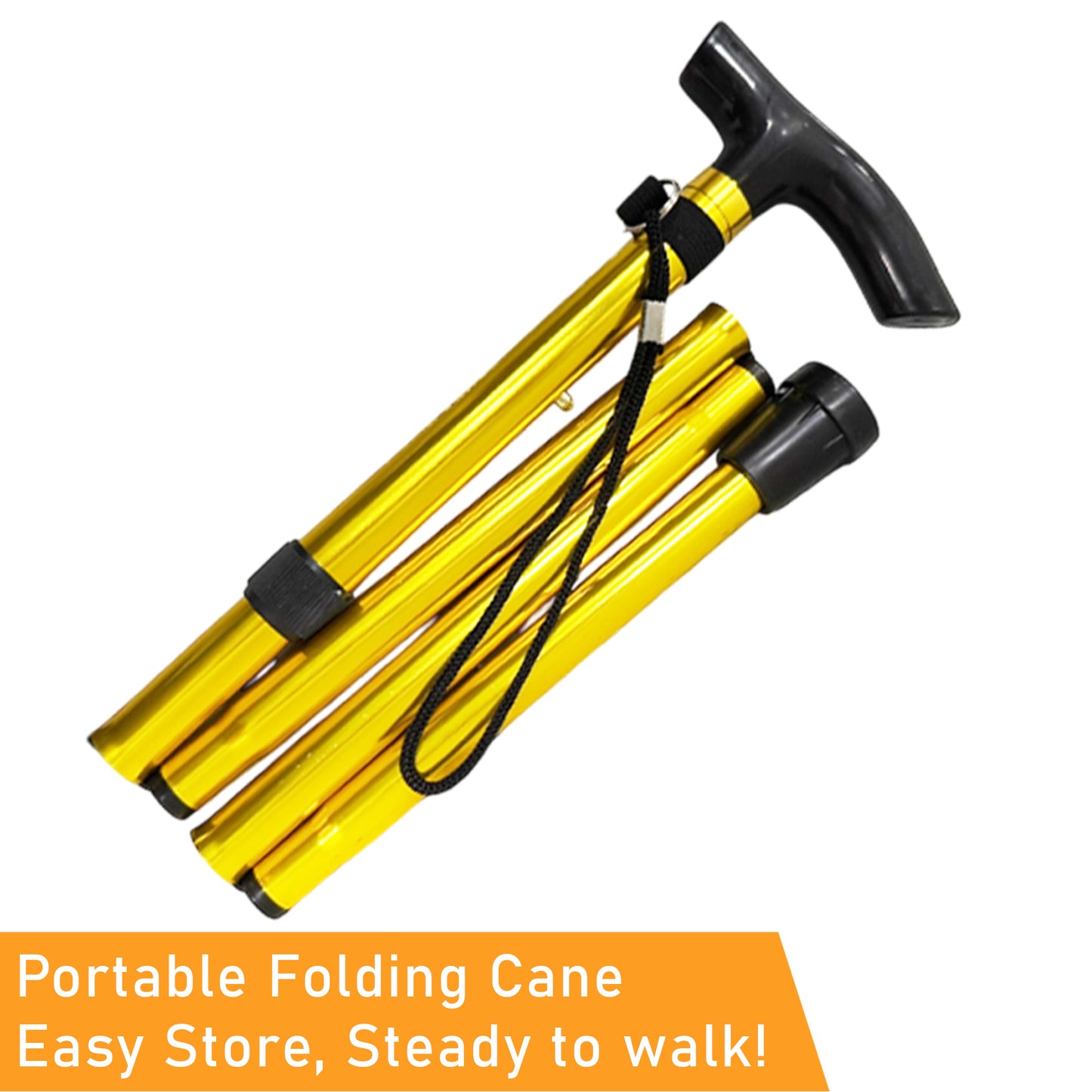 ViN-WS06 | Foldable Aluminium Cane + 6 color choose + 10 Section Adjustable + Anti-Slip + Safety Strap