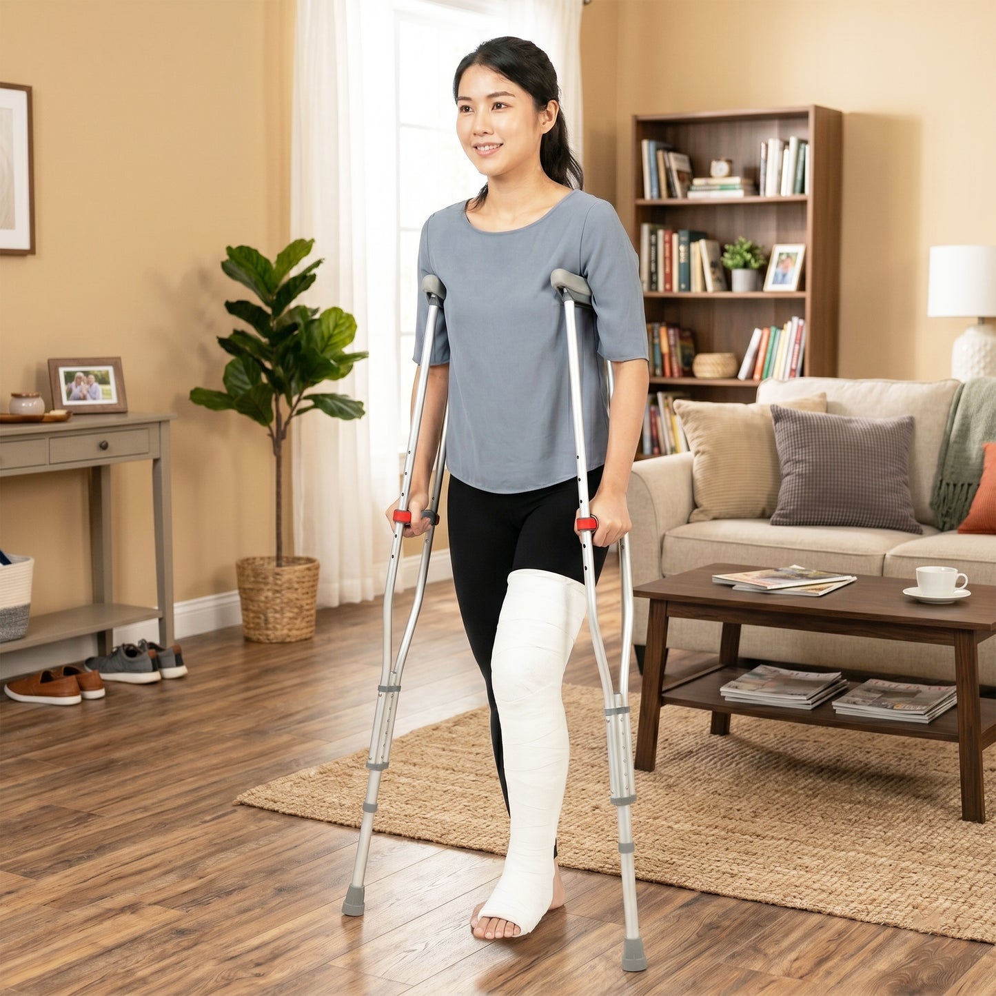 ViN-CR01 | Foldable Detachable Underarm Crutches (Pair)  + Anti Rust Lightweight Aluminum + Adjustable + Detachable + Anti-Slip