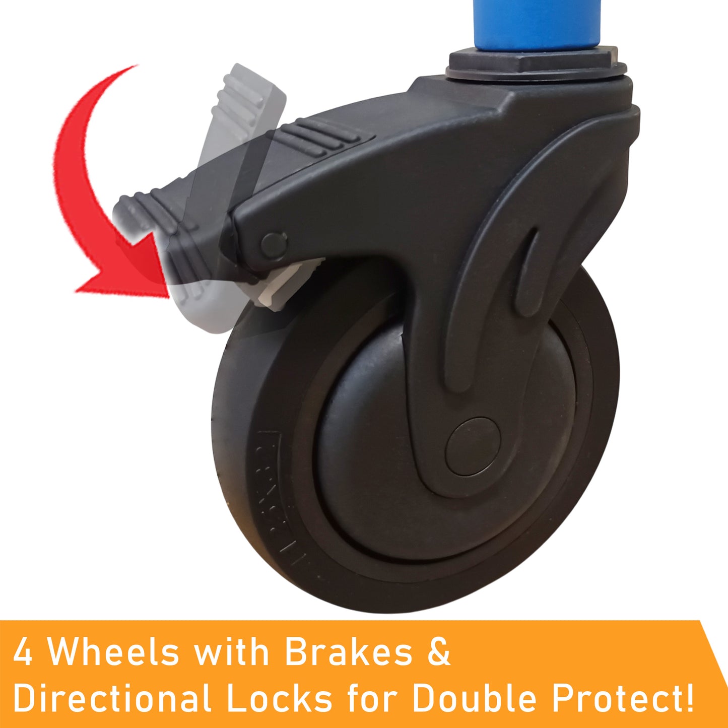 ViN K02 | Shower Commode Indoor Wheelchair + Extra-Wide Seat + 4 Lockable Wheels + Flip Up Armrest + Detachable Adjustable Height Footrest + Detachable Waterproof EVA Cushion