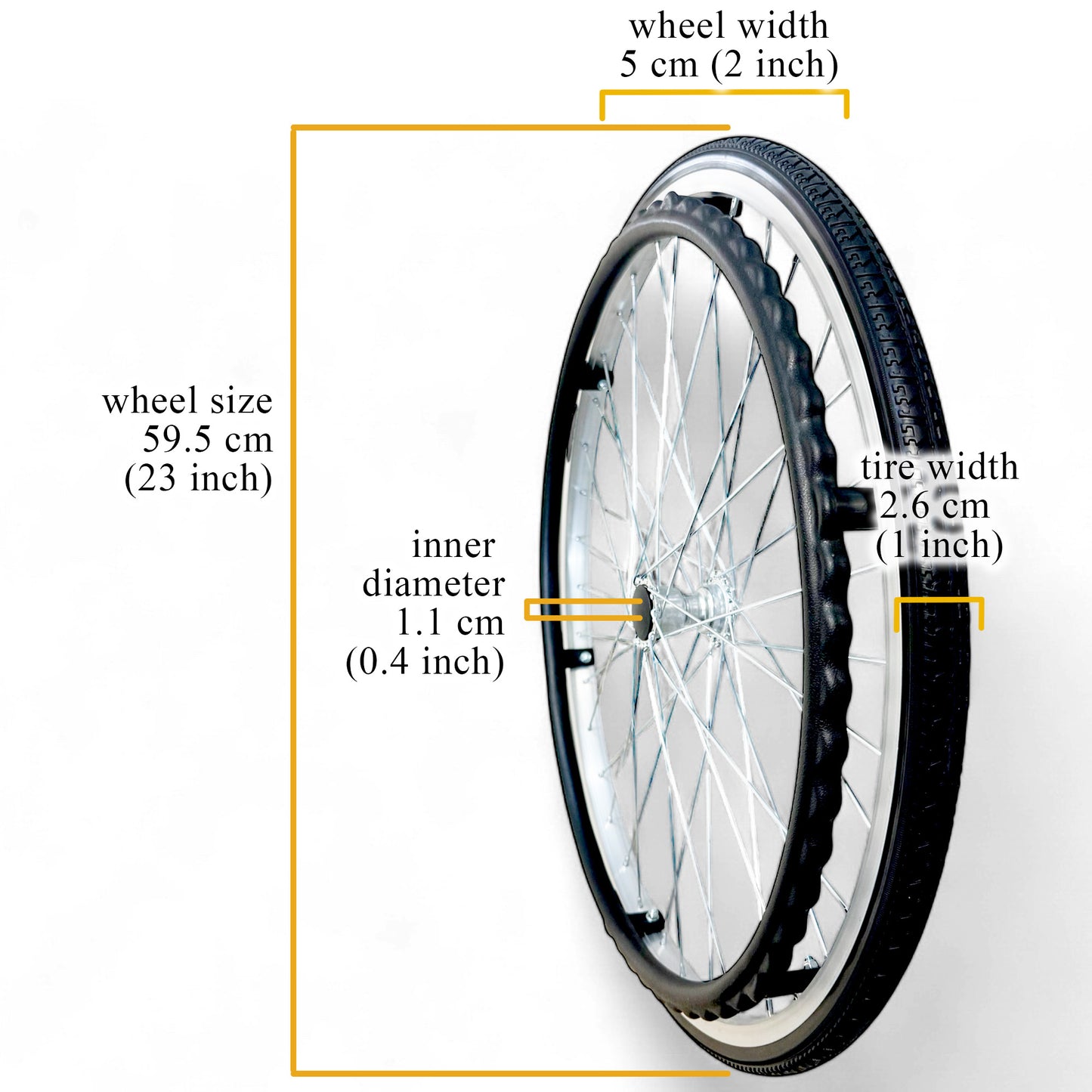 Spare Parts - 1 x Back Wheels - Model ViN-12A2-EL Wheelchair