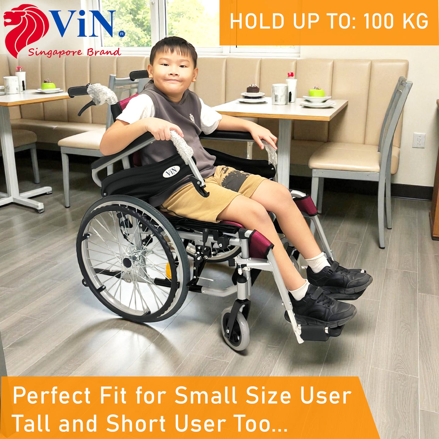 ViN-46A5M-16 Narrow Detachable Wheelchair [16 Inch Seat] Self Propelled