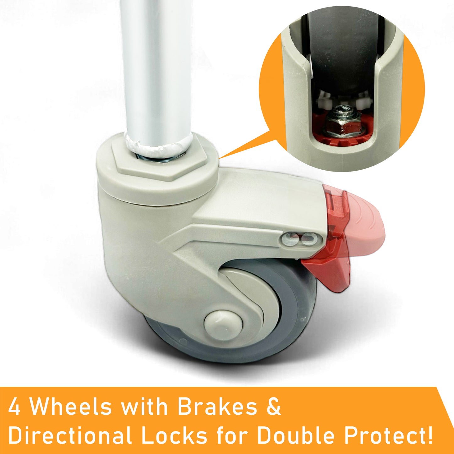 ViN J02 | Shower Commode Indoor Wheelchair + Adjustable height + 4 Lockable Wheels