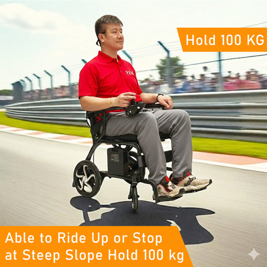 ViN-46A7 Motorised Electric Wheelchair, Full Carbon Fiber Body Frame, Ultra lightweight Corrosion-Resistant, Armrest Flip Up, Detachable & Washable Cushion, Anti-Tipper