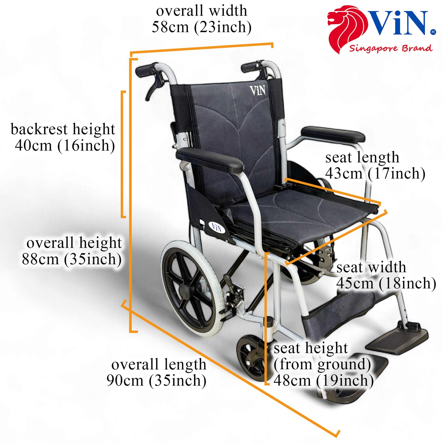 ViN-11AS | Pushchair + Fixed Armrest +  Fixed Legrest