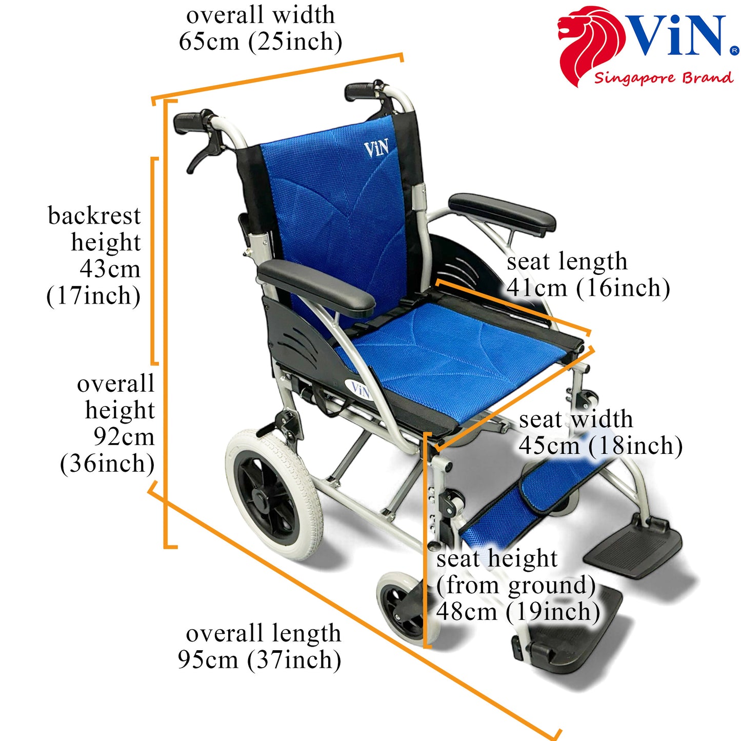 ViN-32AS | Pushchair -  Fixed Armrest -  Retractable Footrest for Compact Storage