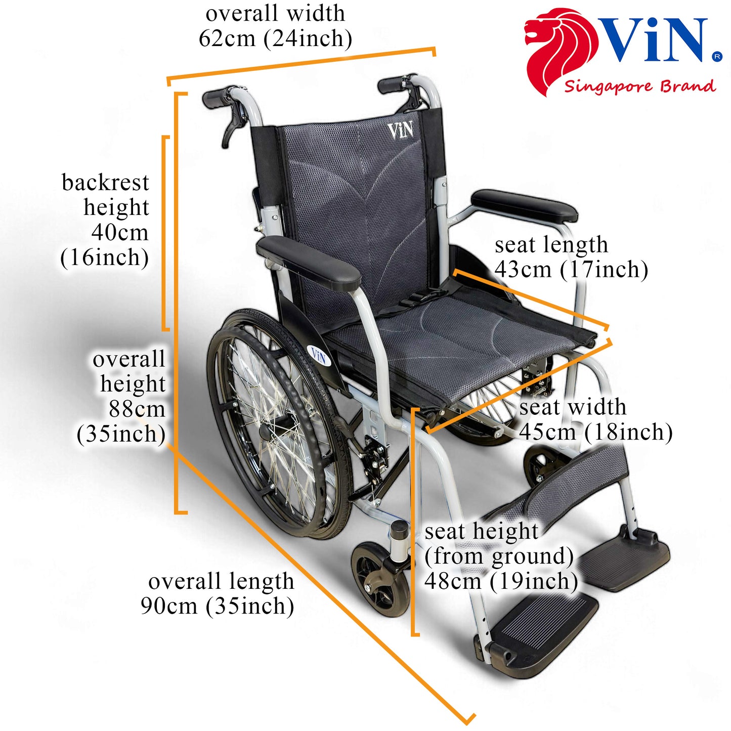 ViN-11A | Self Propelled Wheelchair -  Fixed Armrest -  Fixed Legrest