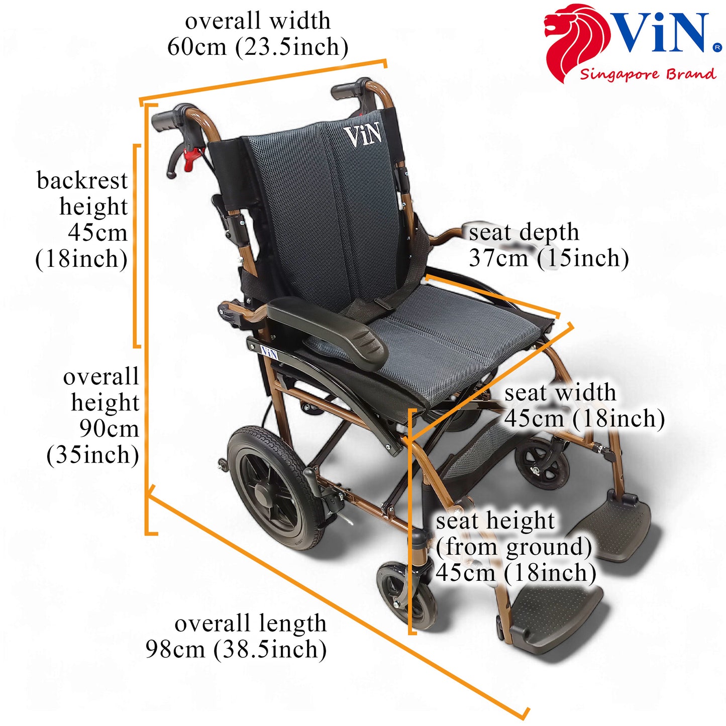 ViN-DY820 | Pushchair + Washable Cushion + Flip-Up Armrest + Retractable Footrest + Anti Tipper