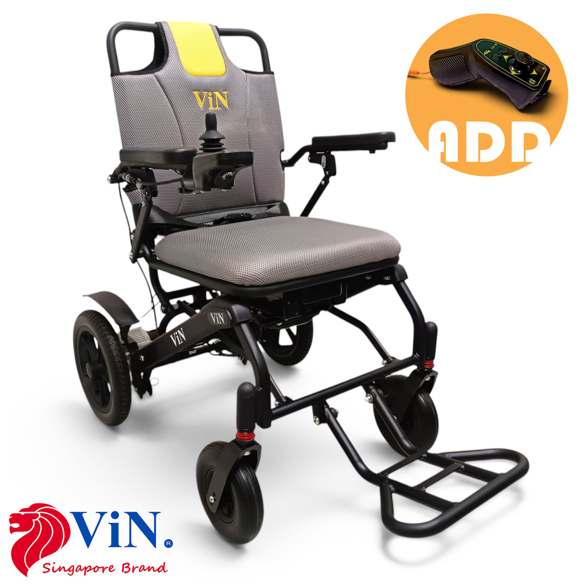 ViN-46A9 | Motorised Electric Wheelchair + LTA Approved + Long-lasting battery life + Thick Aluminum Anti Rust + Armrest Flip Up + Anti-Tipper