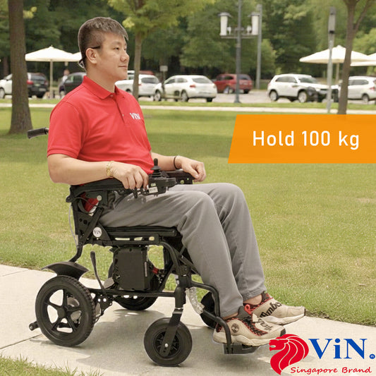 ViN-46A14 Motorised Electric Wheelchair with Aluminium lightweight Anti Rust body frame, Armrest Flip Up, Anti-Tipper