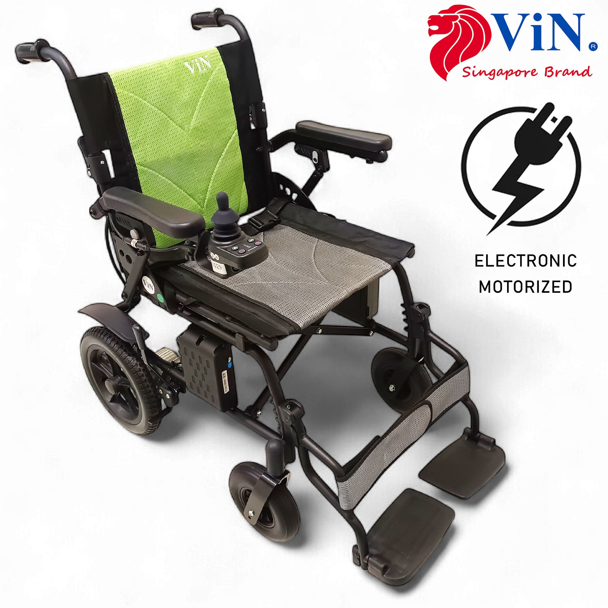 ViN-46A14 Motorised Electric Wheelchair with Aluminium lightweight Anti Rust body frame, Armrest Flip Up, Anti-Tipper