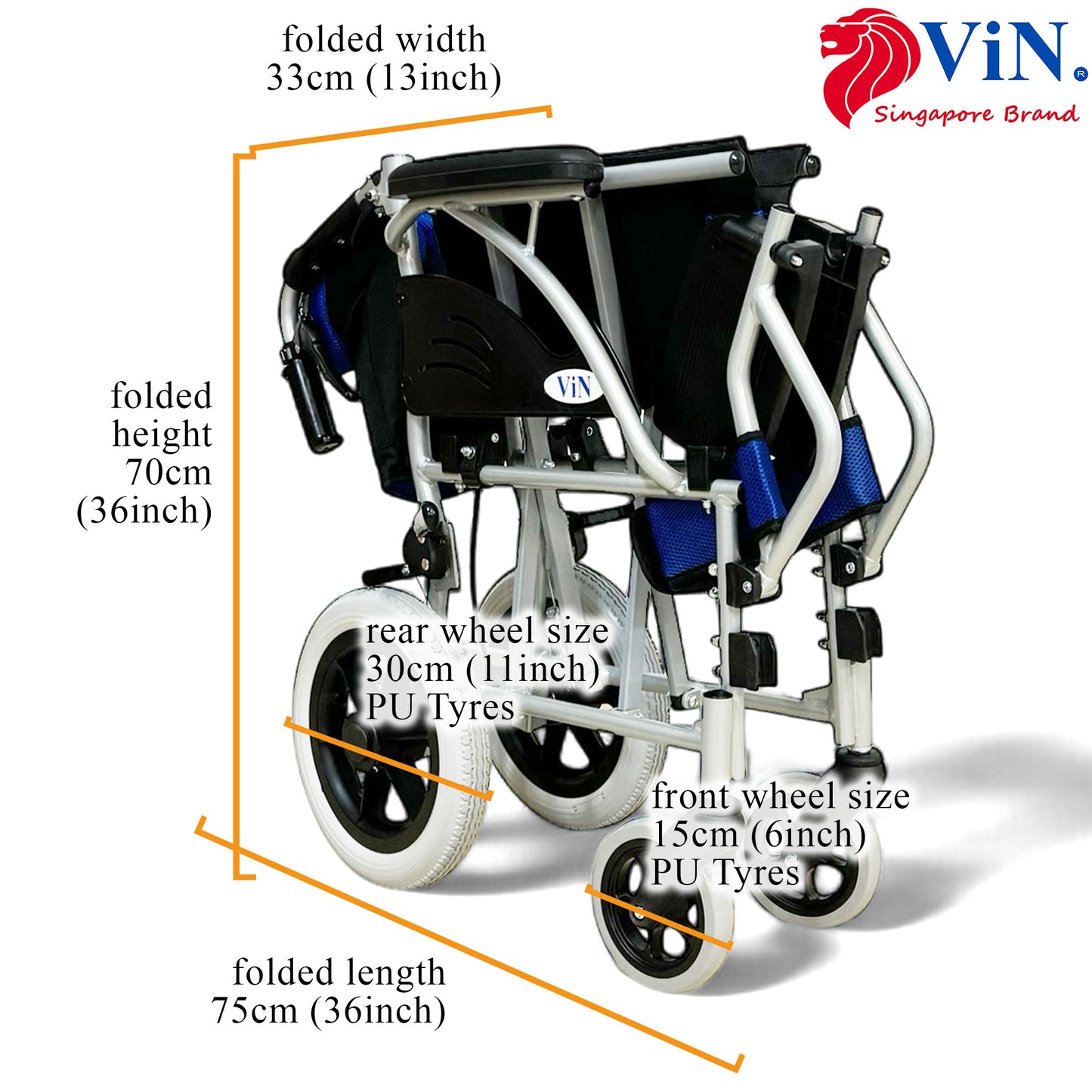 ViN-32AS | Pushchair -  Fixed Armrest -  Retractable Footrest for Compact Storage