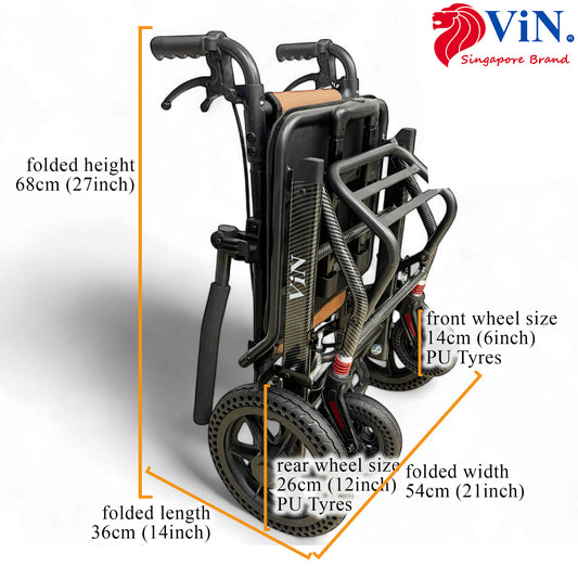 ViN DA07 | Travel Pushchair -  Lightweight 10 kg Pushchair Hold 100 Kg + Armrest Flip Up Function with Luggage Pull handle & Carrier bag