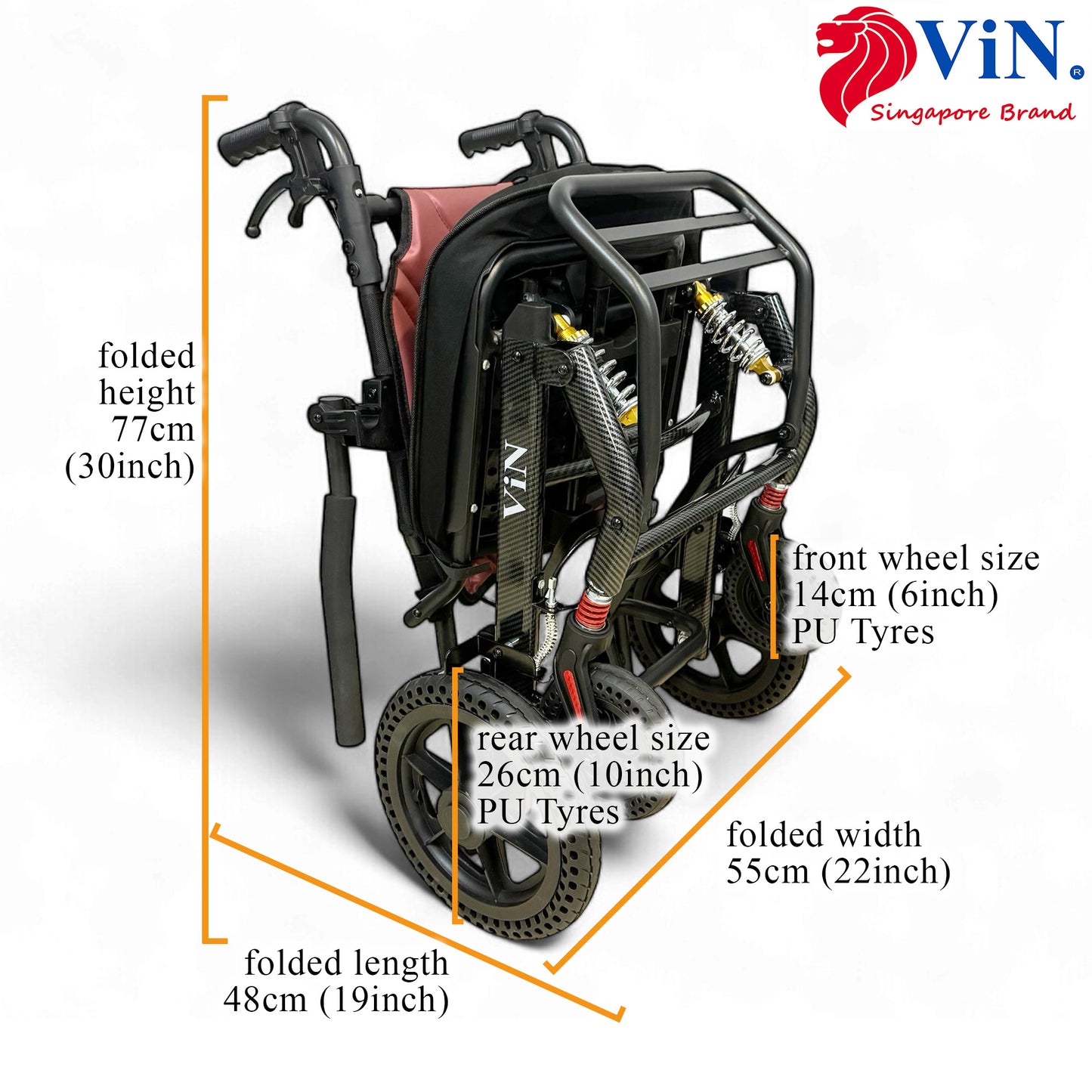 ViN-A16 | Large Seat Travel Pushchair -  Lightweight 11.5 kg Pushchair Hold 100 Kg + Armrest Flip Up Function with Luggage Pull handle & Carrier bag